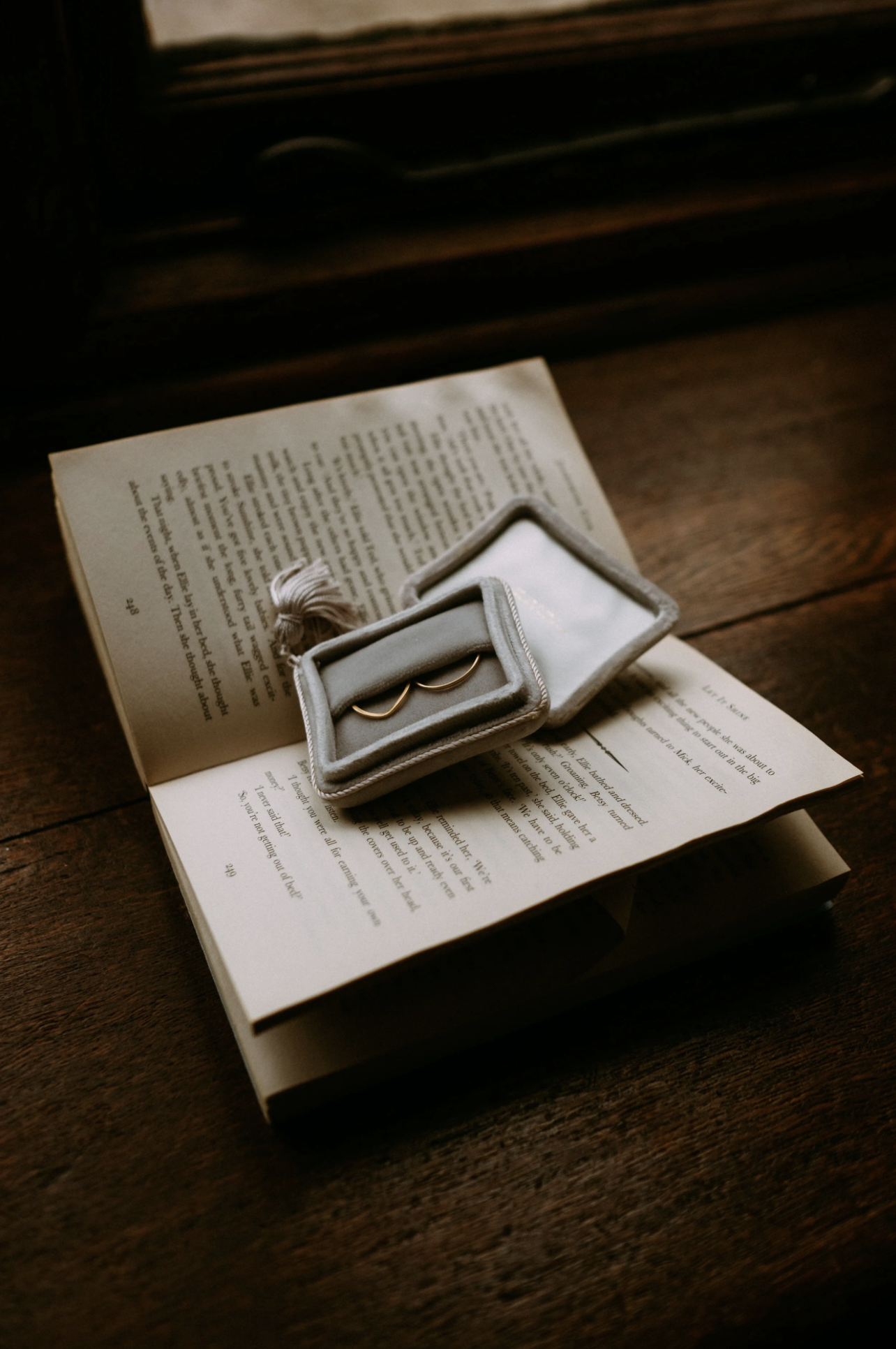Wedding rings on a book