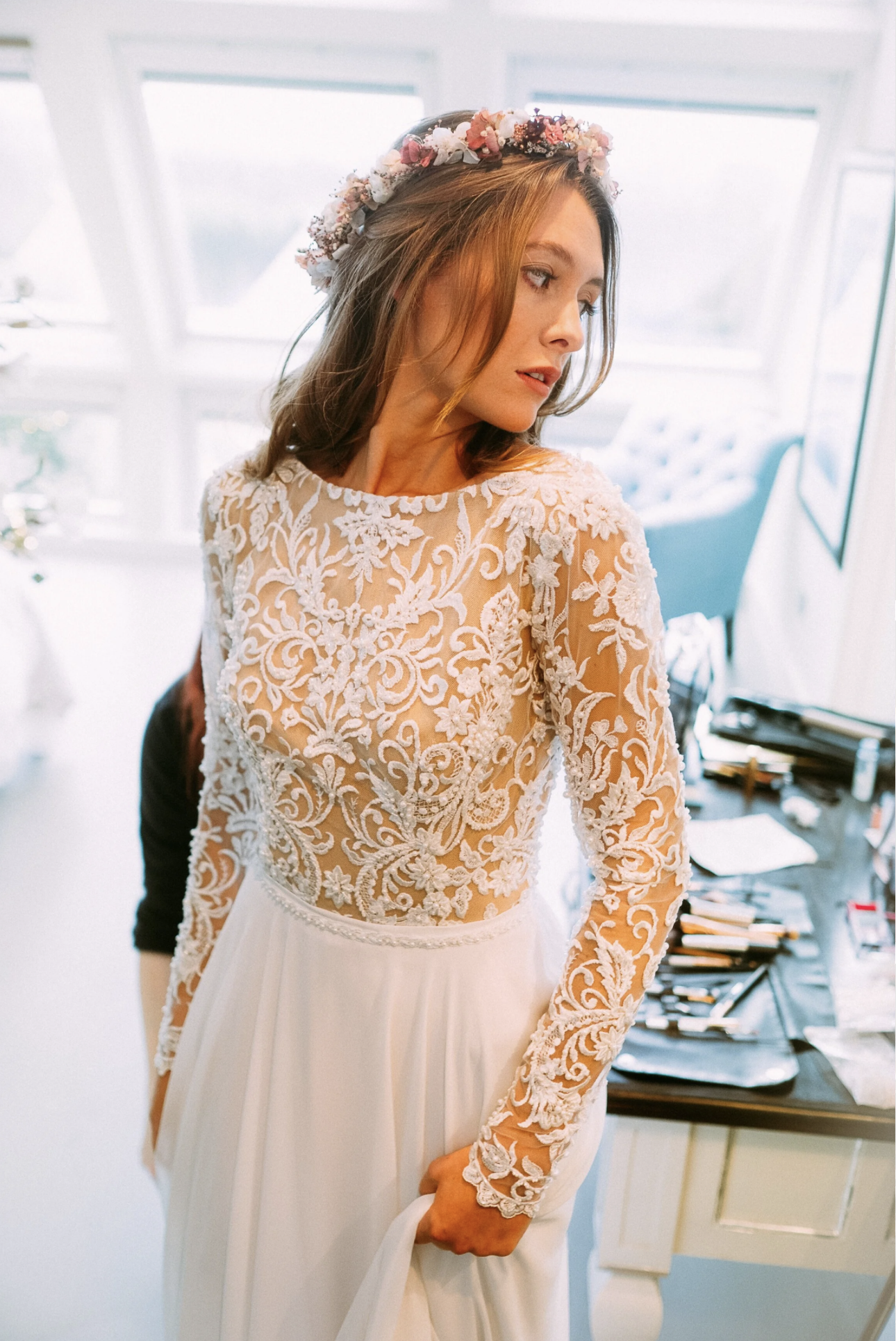 Bride in wedding dress