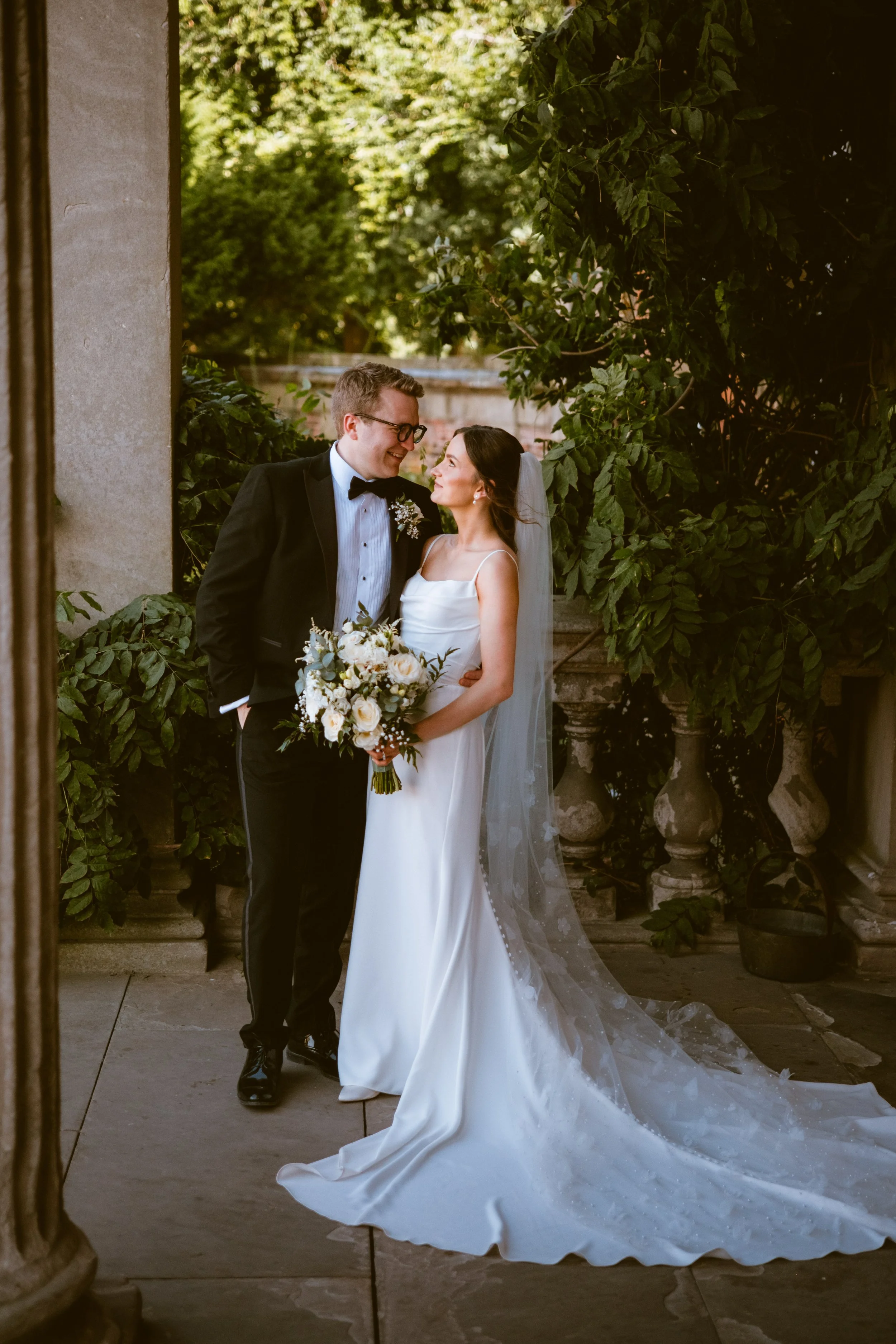Bride and groom formal wedding portrait