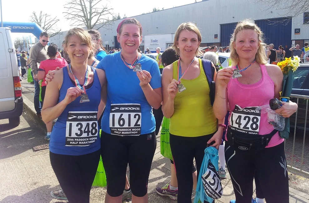 At the finish line of the Paddock Wood Half Marathon.