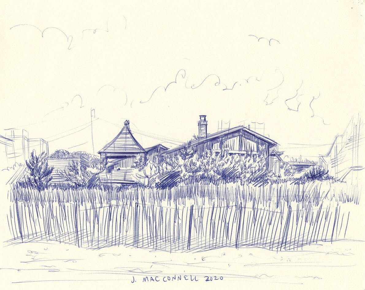 410 Ocean Walk in Fire Island, my last beach sketch of the season. Maintaining a smaller social group this summer meant some more time alone. It was so nice to use some of that time to create some work that had been on my mind for years. I&rsquo;m ho