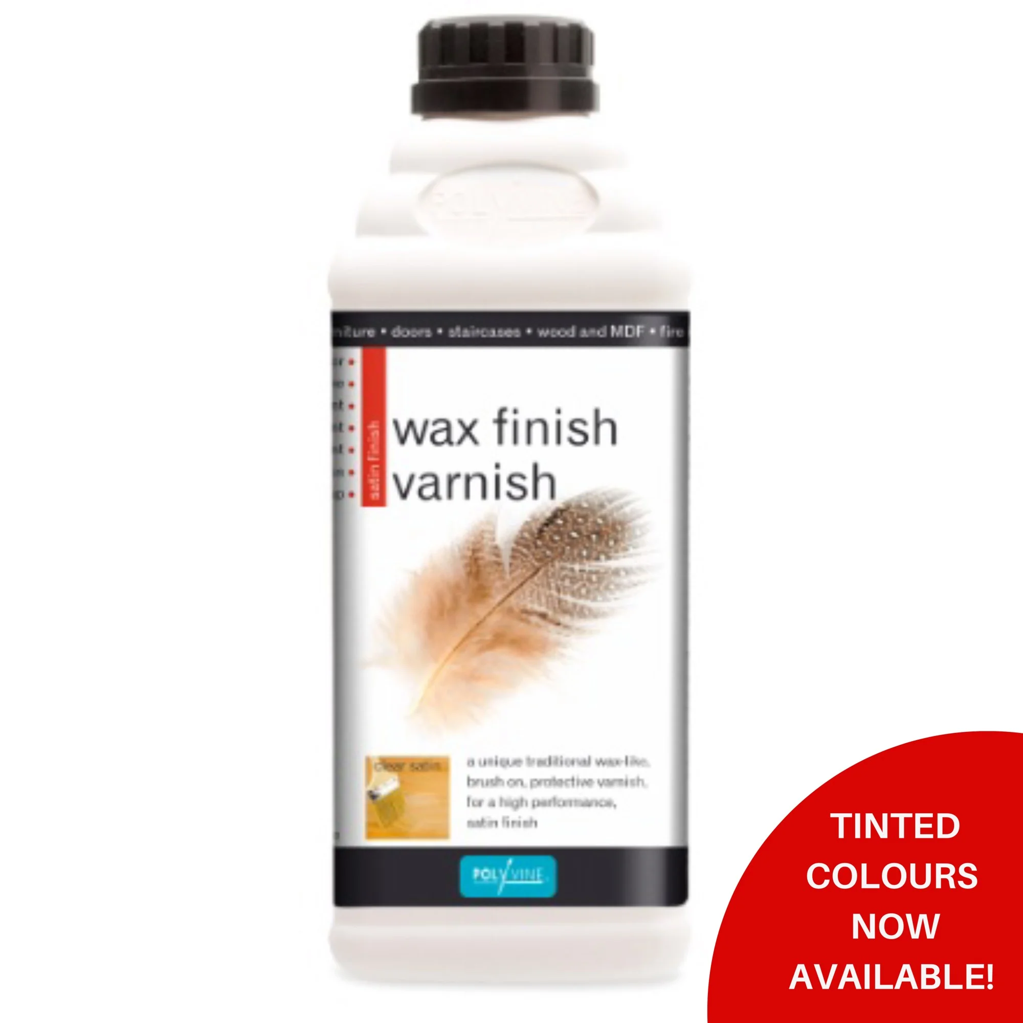 Polyvine Tinted Wax Finish Varnish 500ml Black or White Claire's