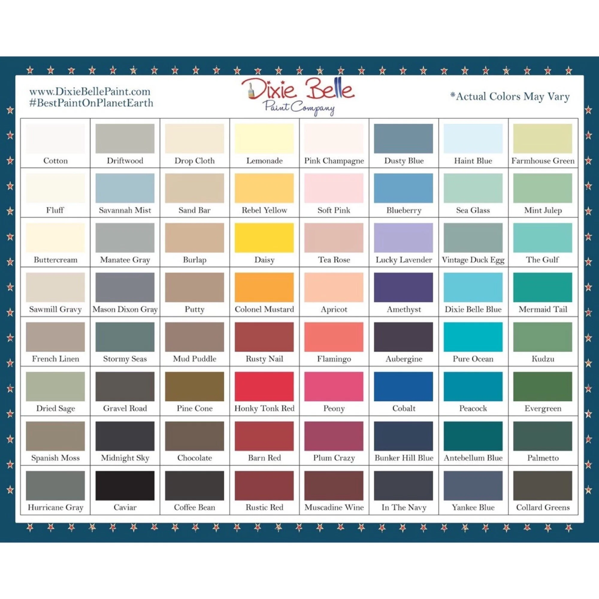 Free Dixie Belle Chalk Paint and Silk Mineral Paint Colour Cards UK