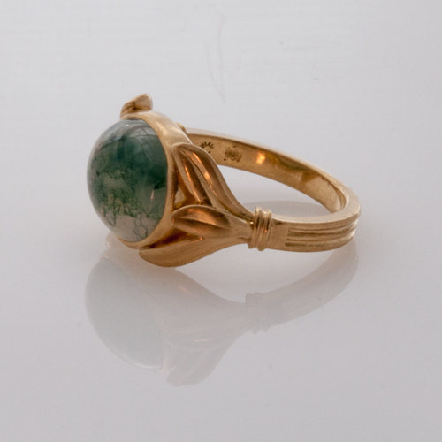 Gold Moss Agate Ring — Gladstone Jewelry