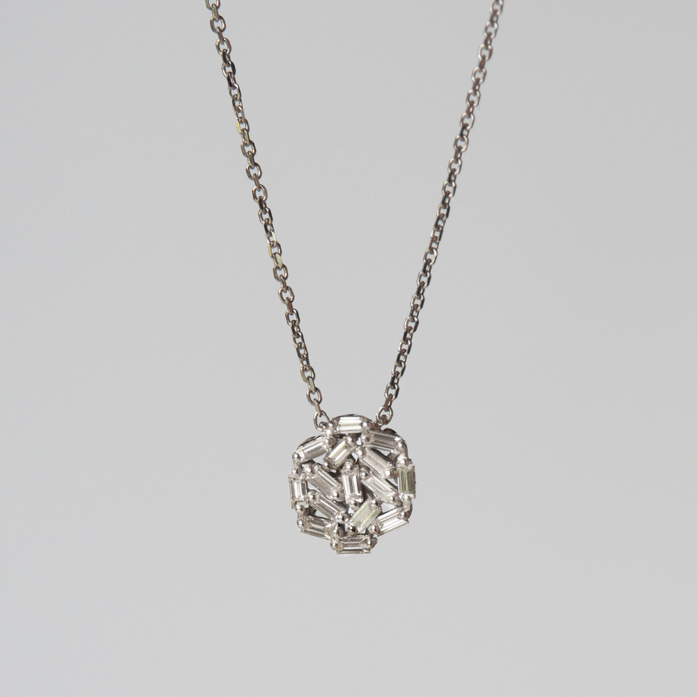 Baguette Diamond Round Fireworks Pendant — Gladstone Jewelry