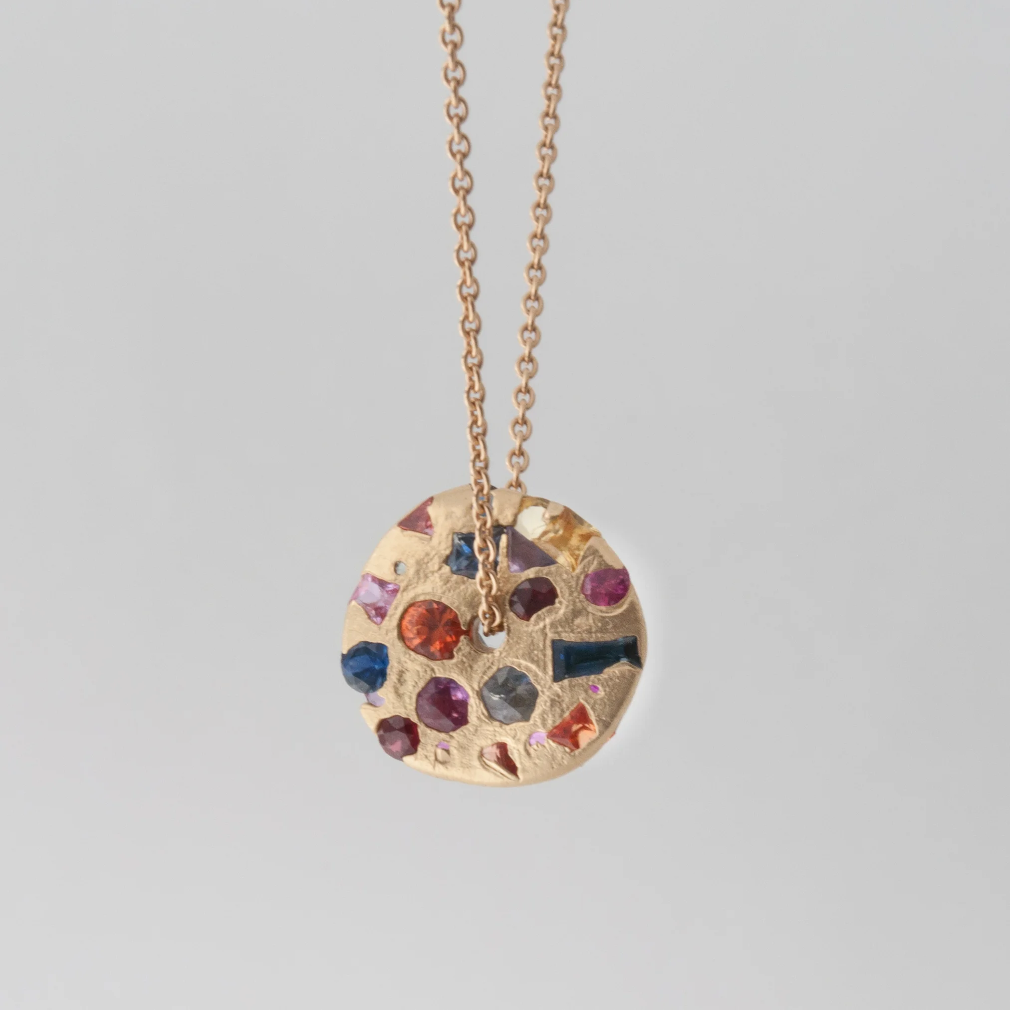 Mixed Cut Rainbow Sapphire Spinning Disc Necklace — Gladstone