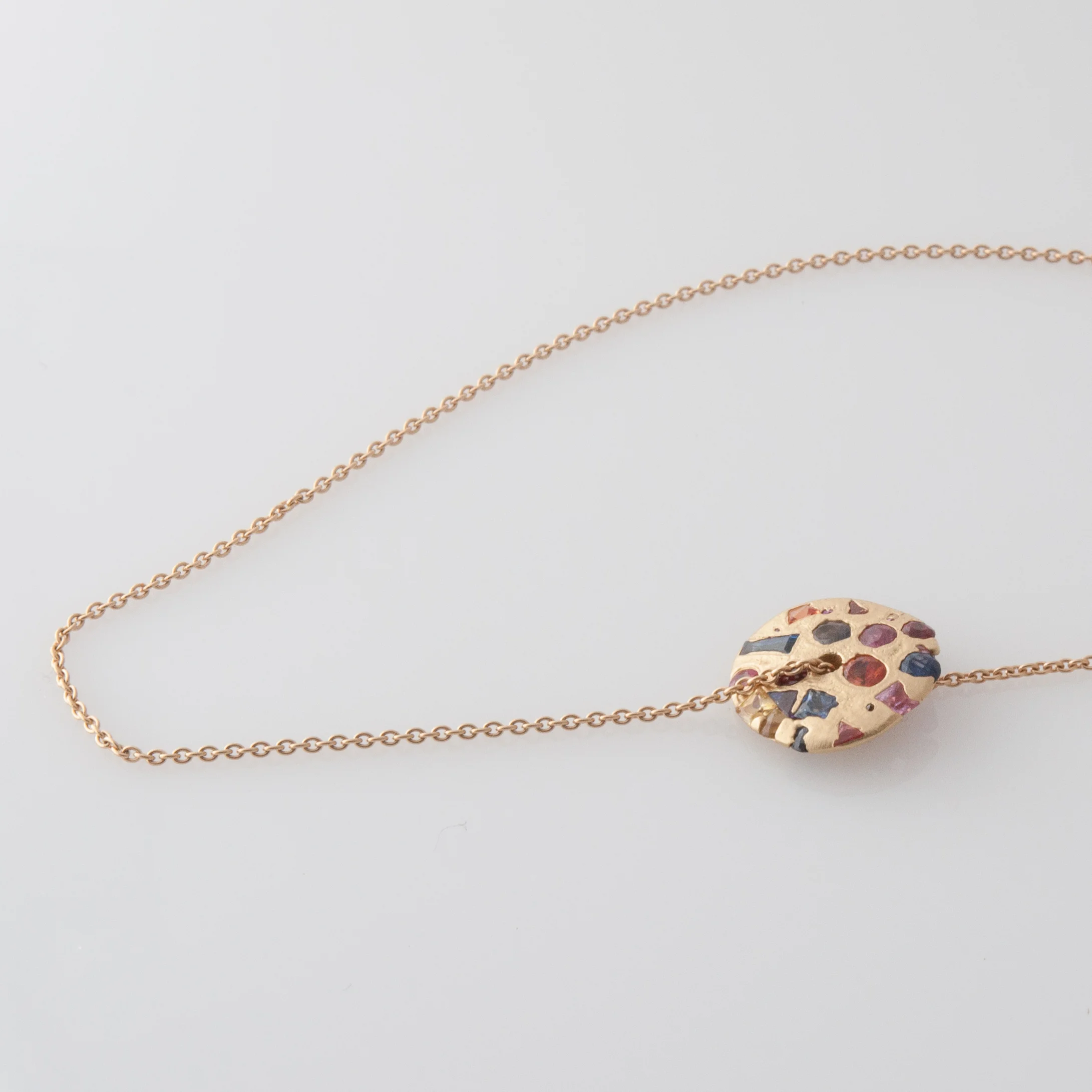 Mixed Cut Rainbow Sapphire Spinning Disc Necklace — Gladstone Jewelry