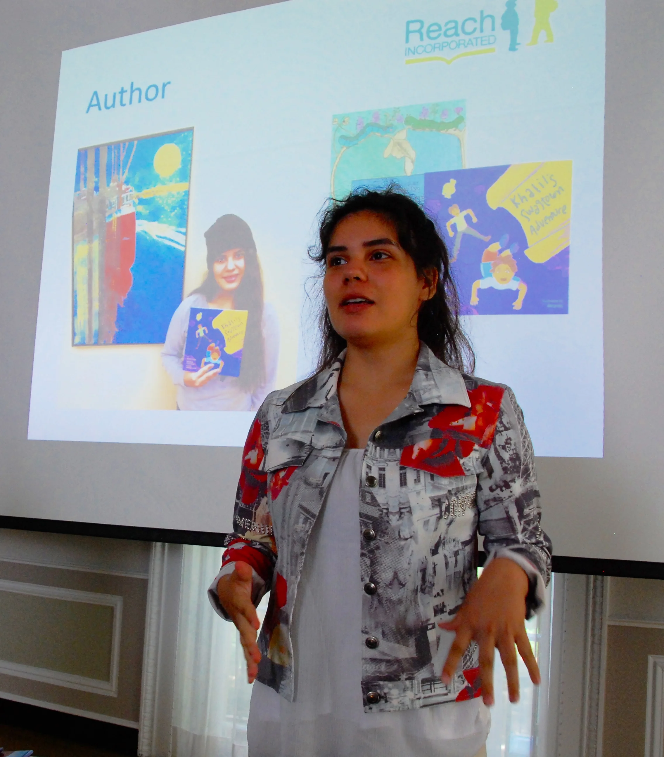 Litzi Valdivia-Cazzol, author of Khalil's Swagtown Adventure , How To Grow Up Like Me , and Flutterbugs (forthcoming)