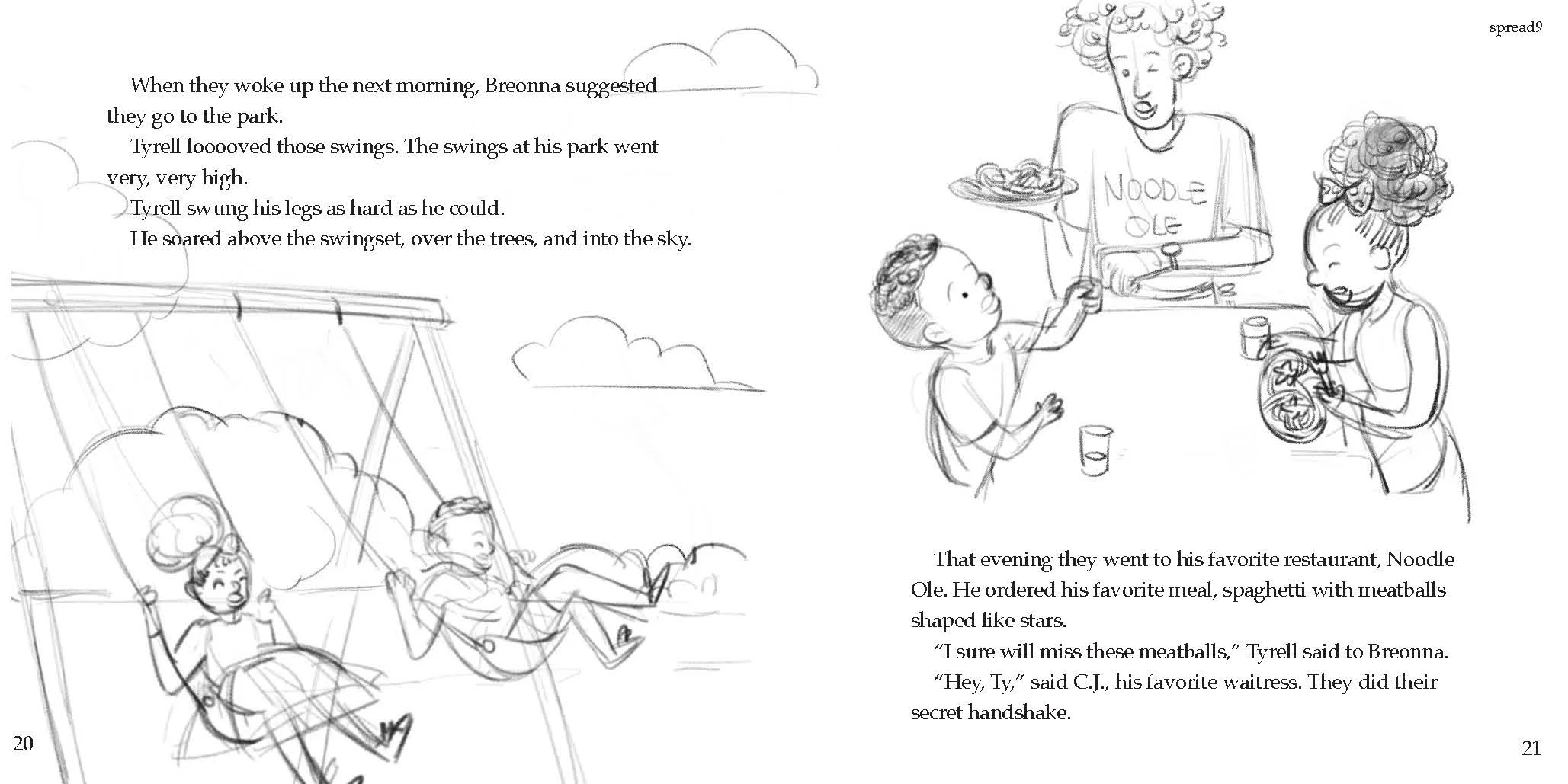 Jiaqi Zhou is illustrating Tyrell's Big Move by Temil, Synia, Jada, and Talik.