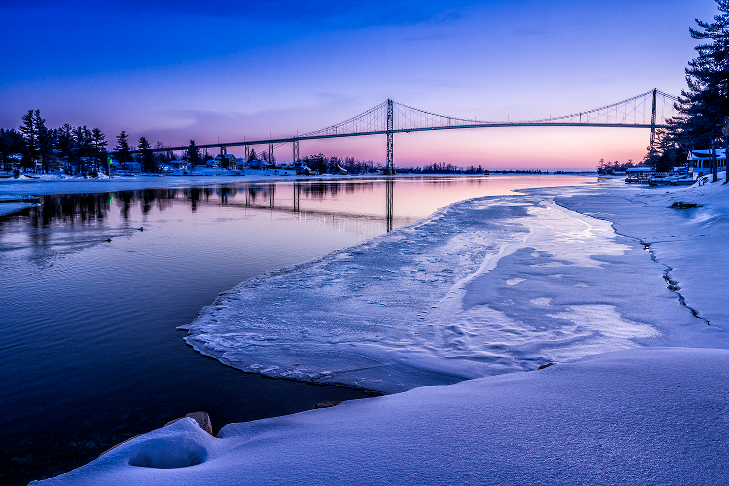 Thousand Islands Bridge Winter Sunset