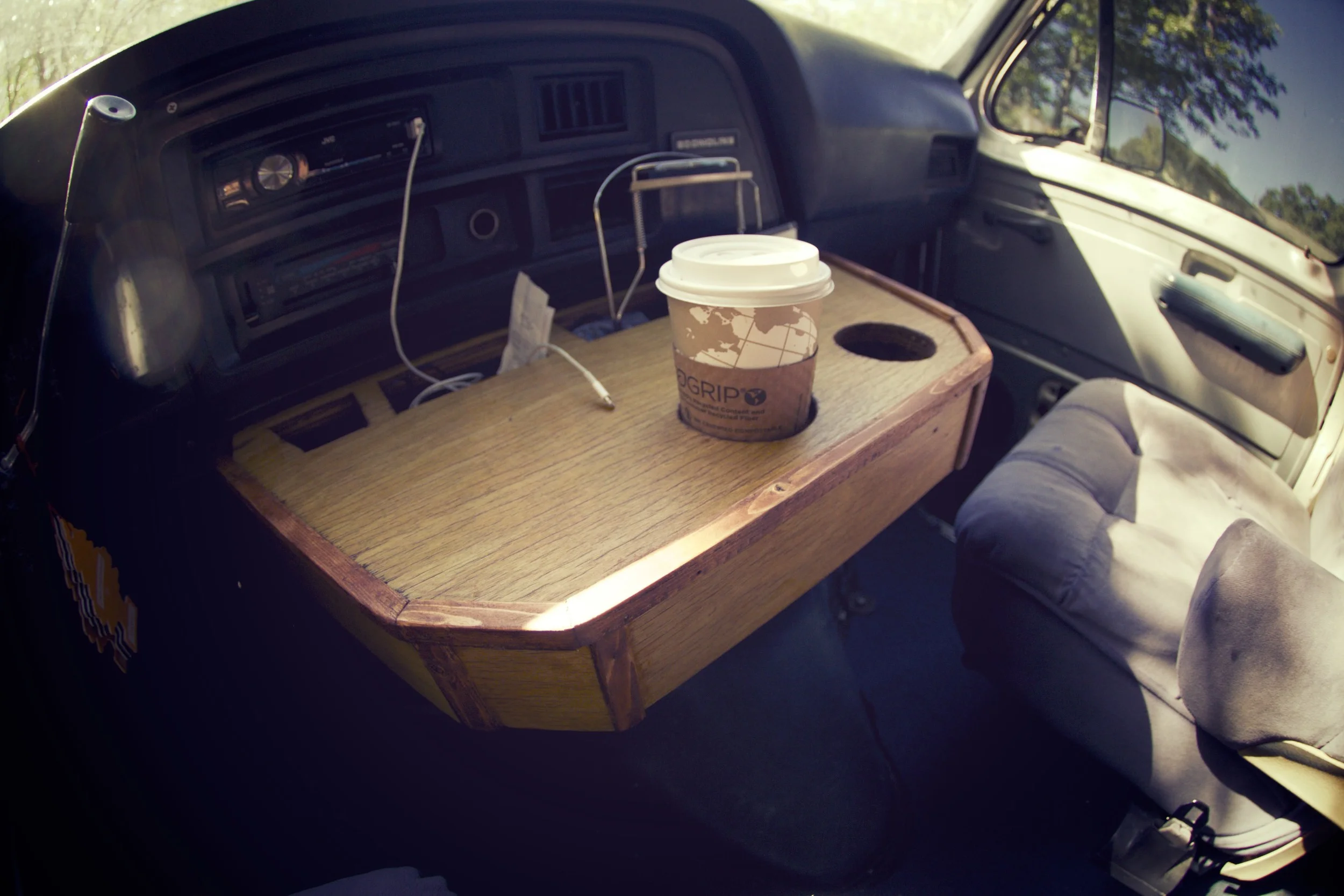 This is one of my favorite pieces in the van. This is a custom-designed and built unit. The wood used to build it was from a desk that my Grandaddy built for my father years ago. Such an awesome piece of history for Thorondor. 