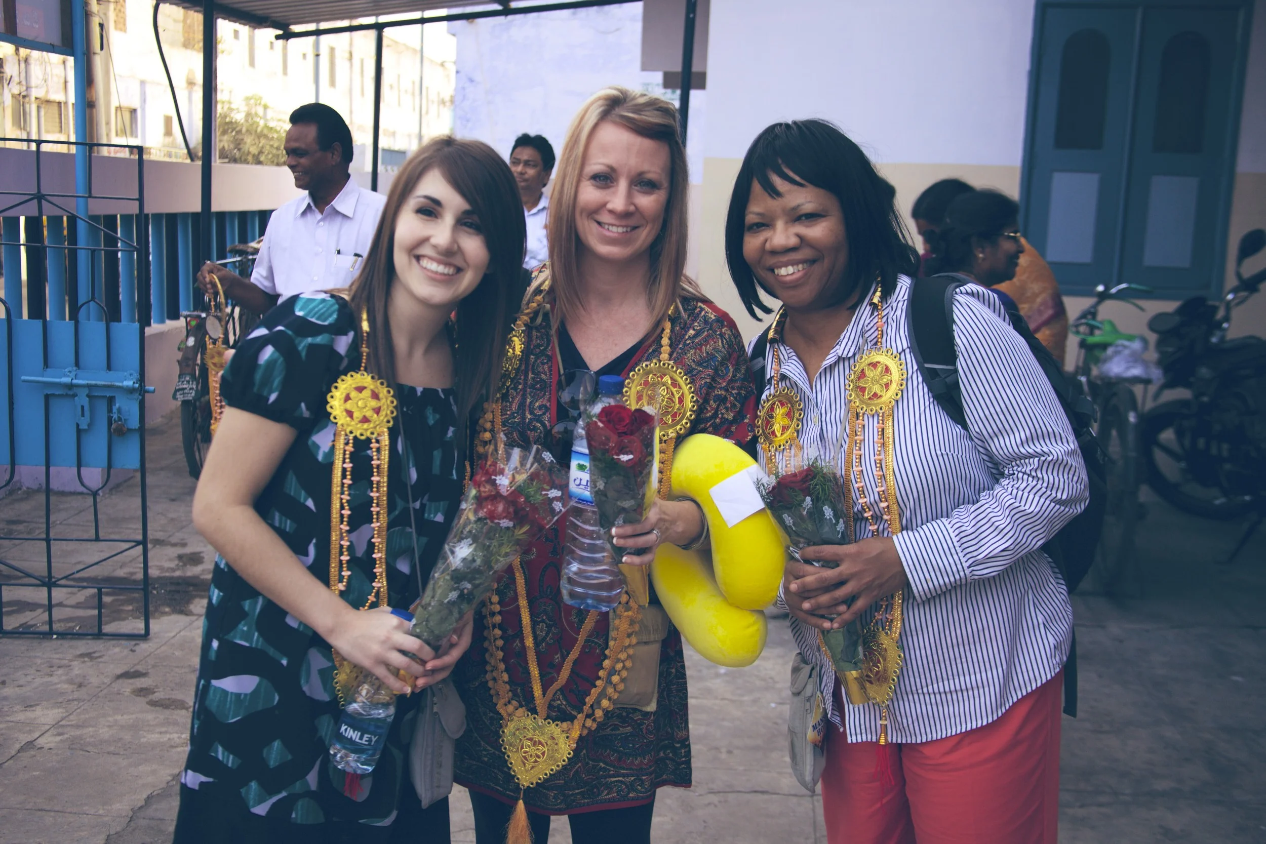 We were greeted with garlands and flowers. 