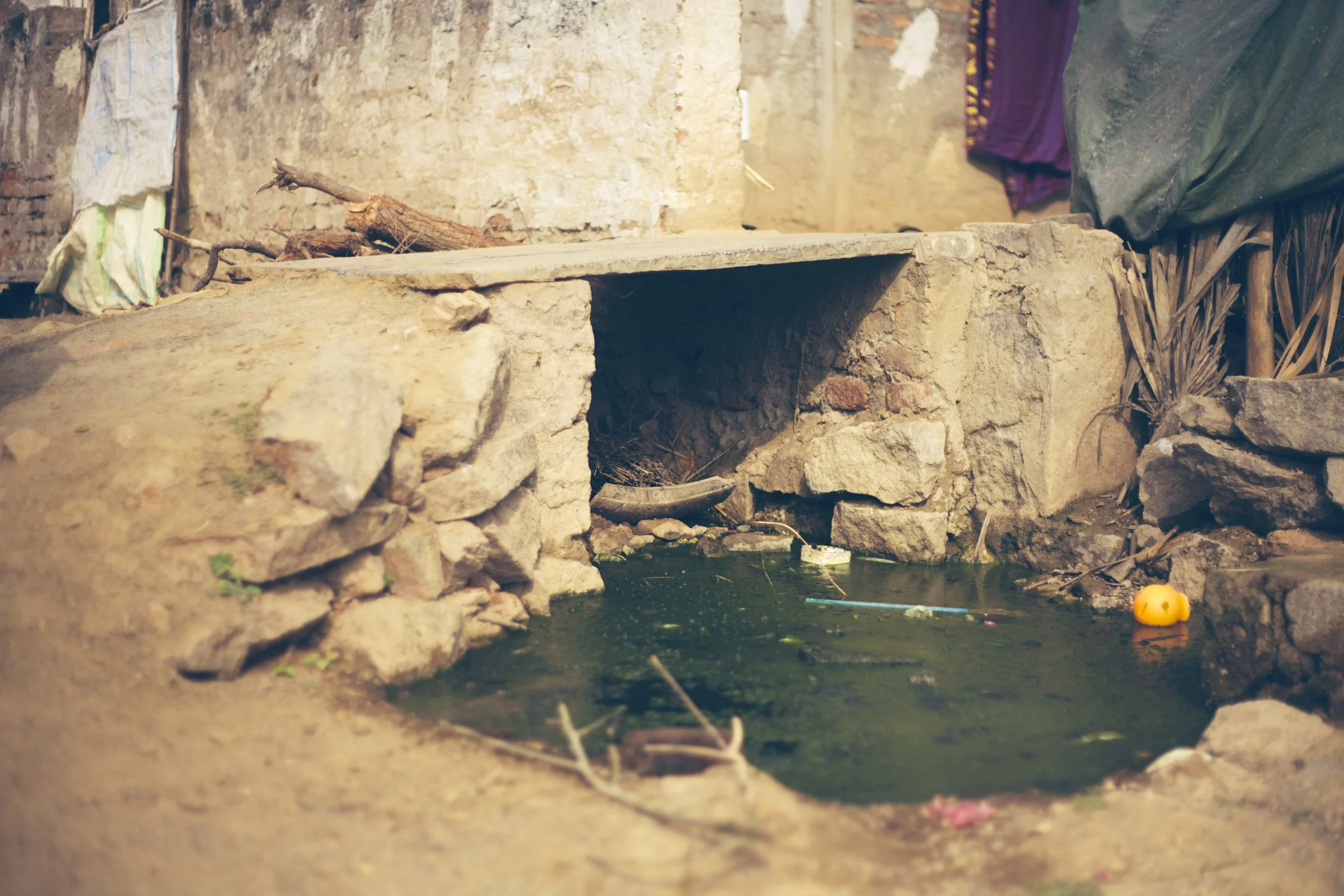 One of the biggest problems in the villages is lack of proper drainage. These cesspools form and serve as a breeding ground for malaria-carrying mosquitos. 