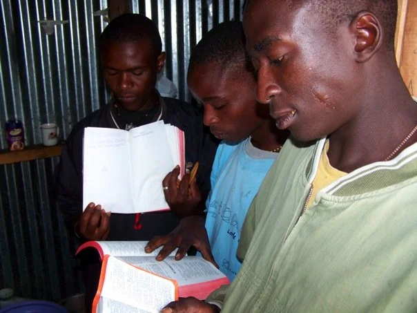 Daily devotions inside the metal home.