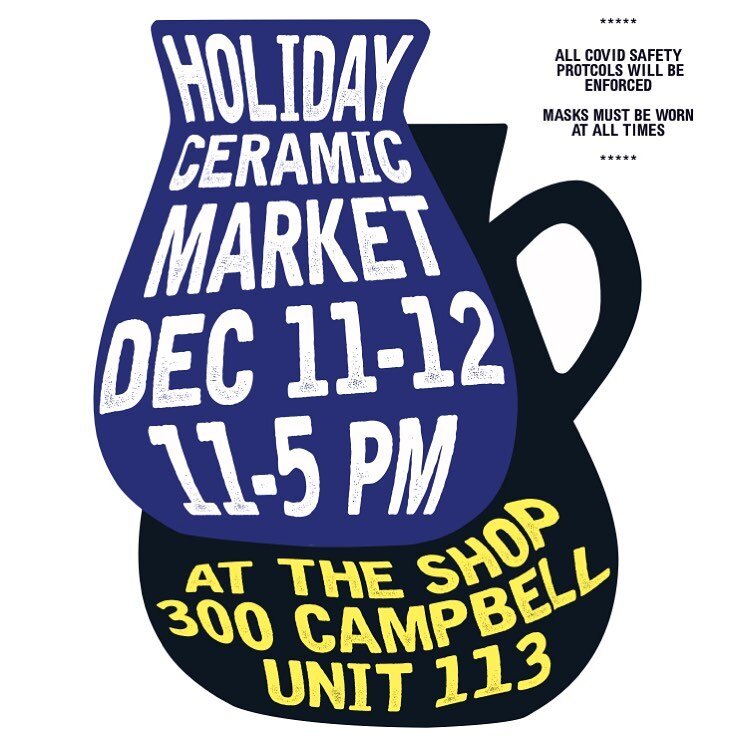 ITS BACK! After last years hiatus, our annual holiday ceramic market is back. Join us December 11-12, 11-5pm at the studio where our current members and friends will be showcasing what they&rsquo;ve been working on this past year. All handmade with l