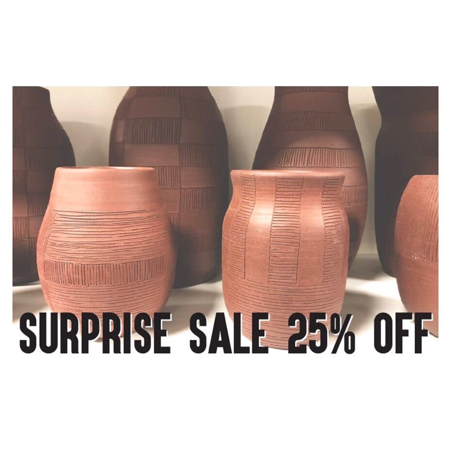 It&rsquo;s time! As the studio will be closing up this weekend for a much needed regroup and break, I wanted to end on a high(er) note so it&rsquo;s a SURPRISE SALE. 25% off all ready made ceramics from now until we close Friday at 5 pm. Use code HIG