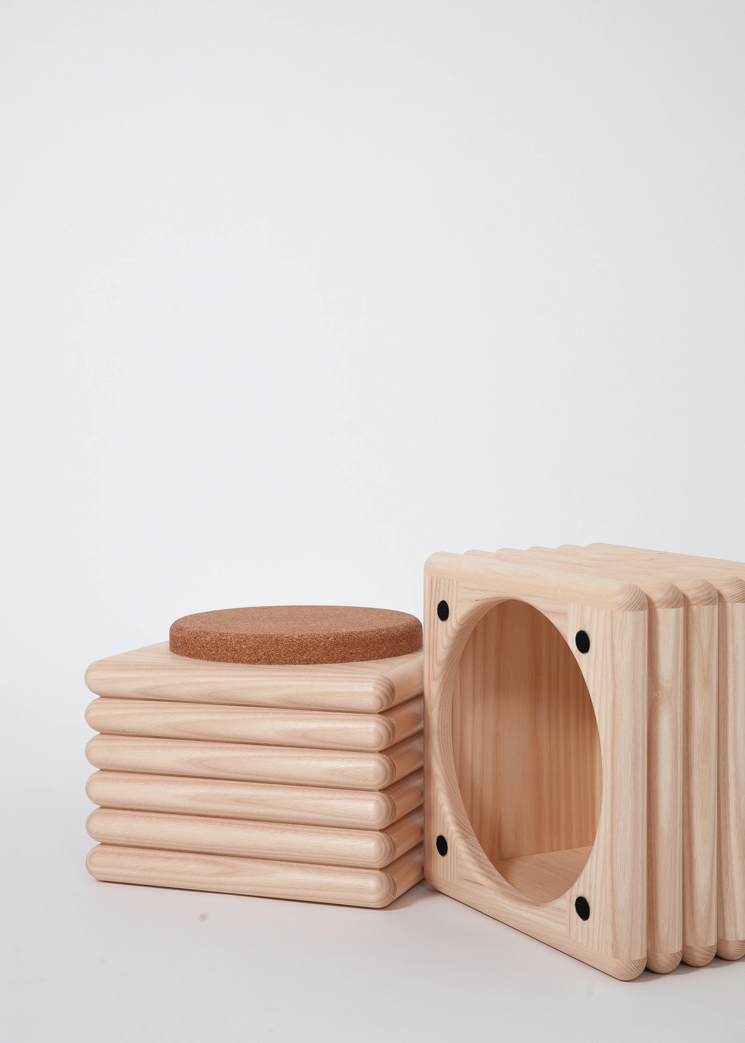 Ash wood Ridge Stool by Trey Jones Studio