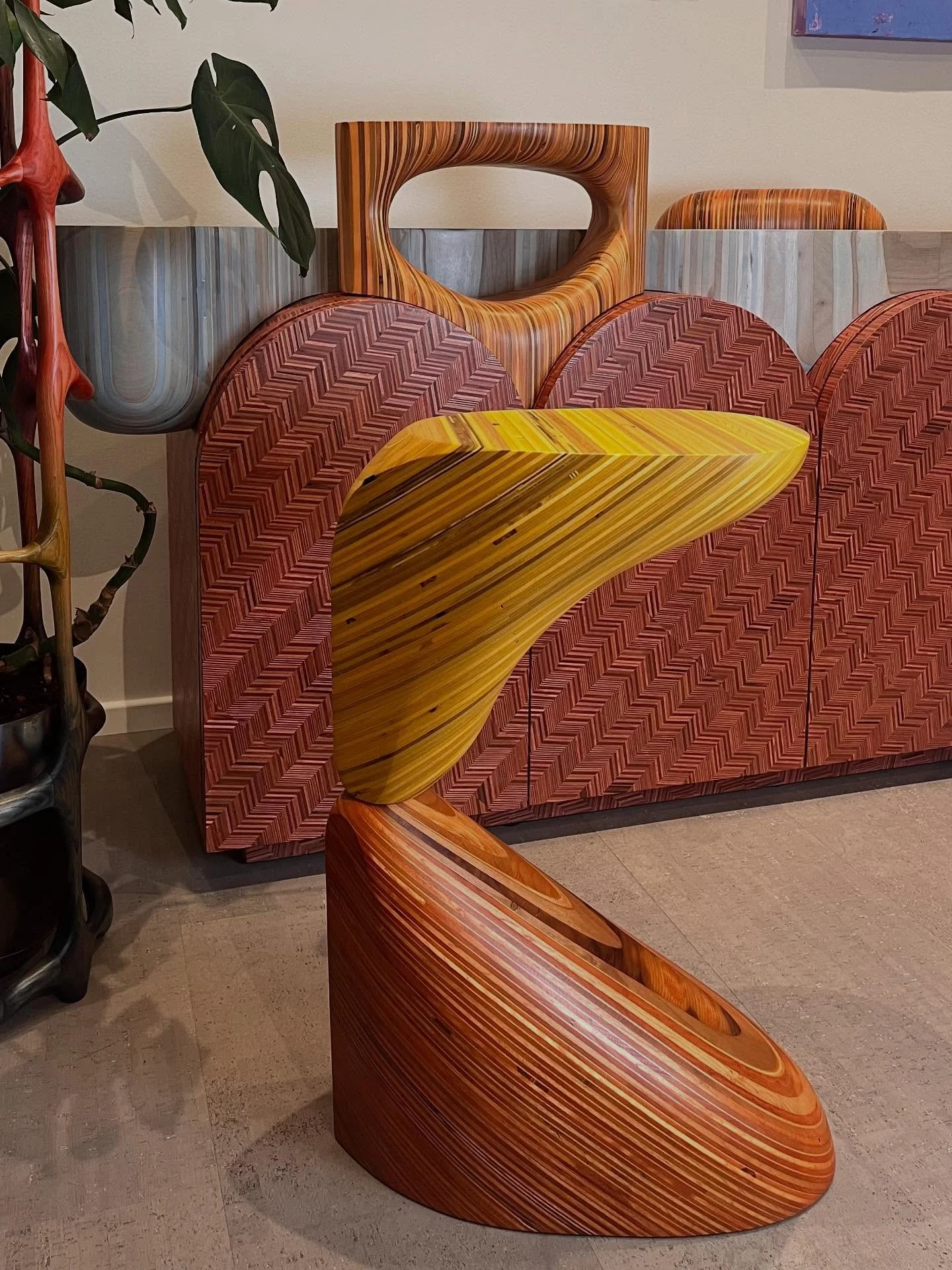 Nerikomi Swivel Table, 2025
Yellow and orange