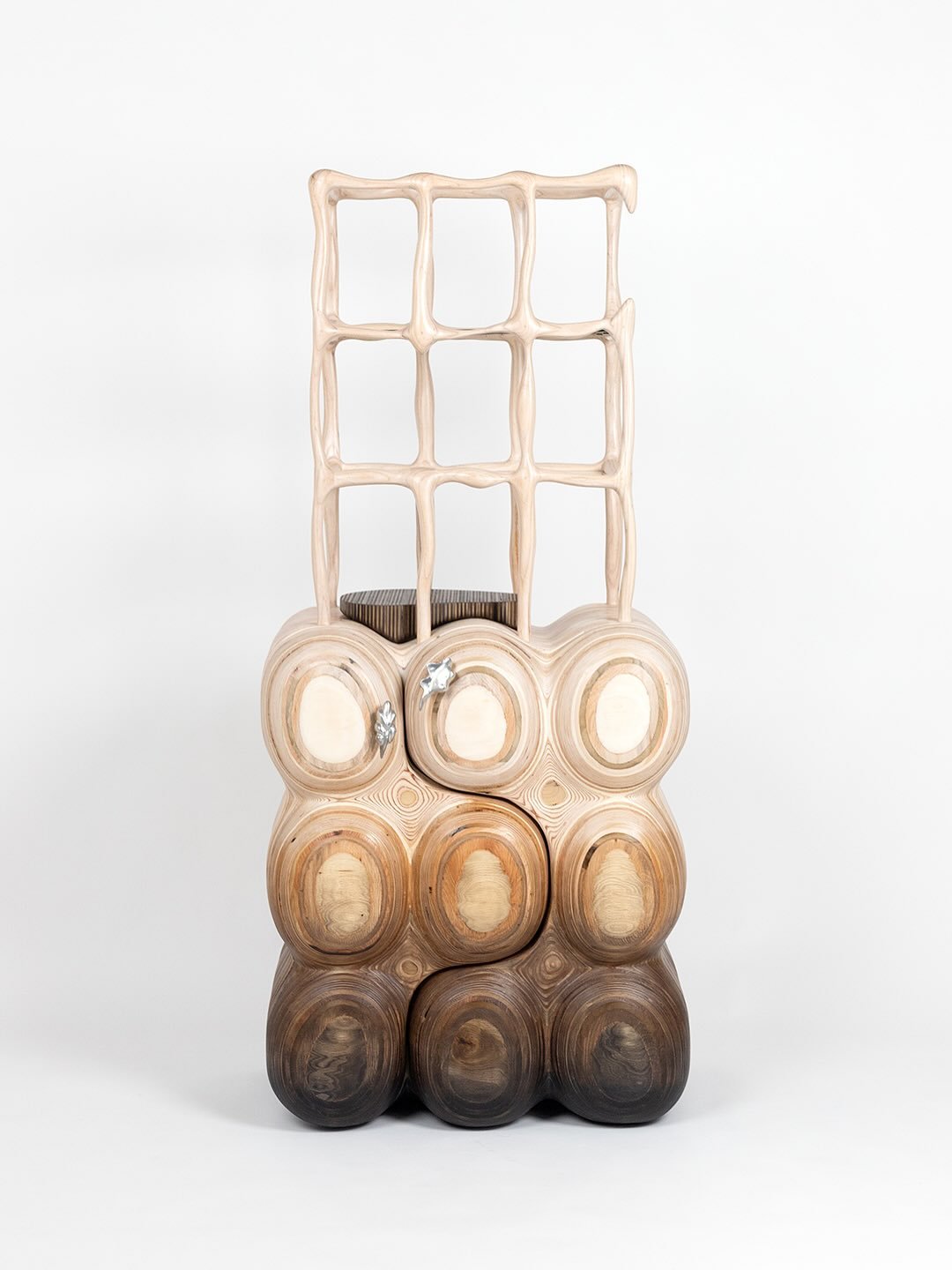Nerikomi Hutch, 2025

Debuting at @designmiami with @friendsartspace Booth C19

Where discarded plywood becomes sculptural strata and minimal solid wood rises like a growing trunk. Hand-cast pewter leaf pulls and an ombr&eacute; finish ground it in i