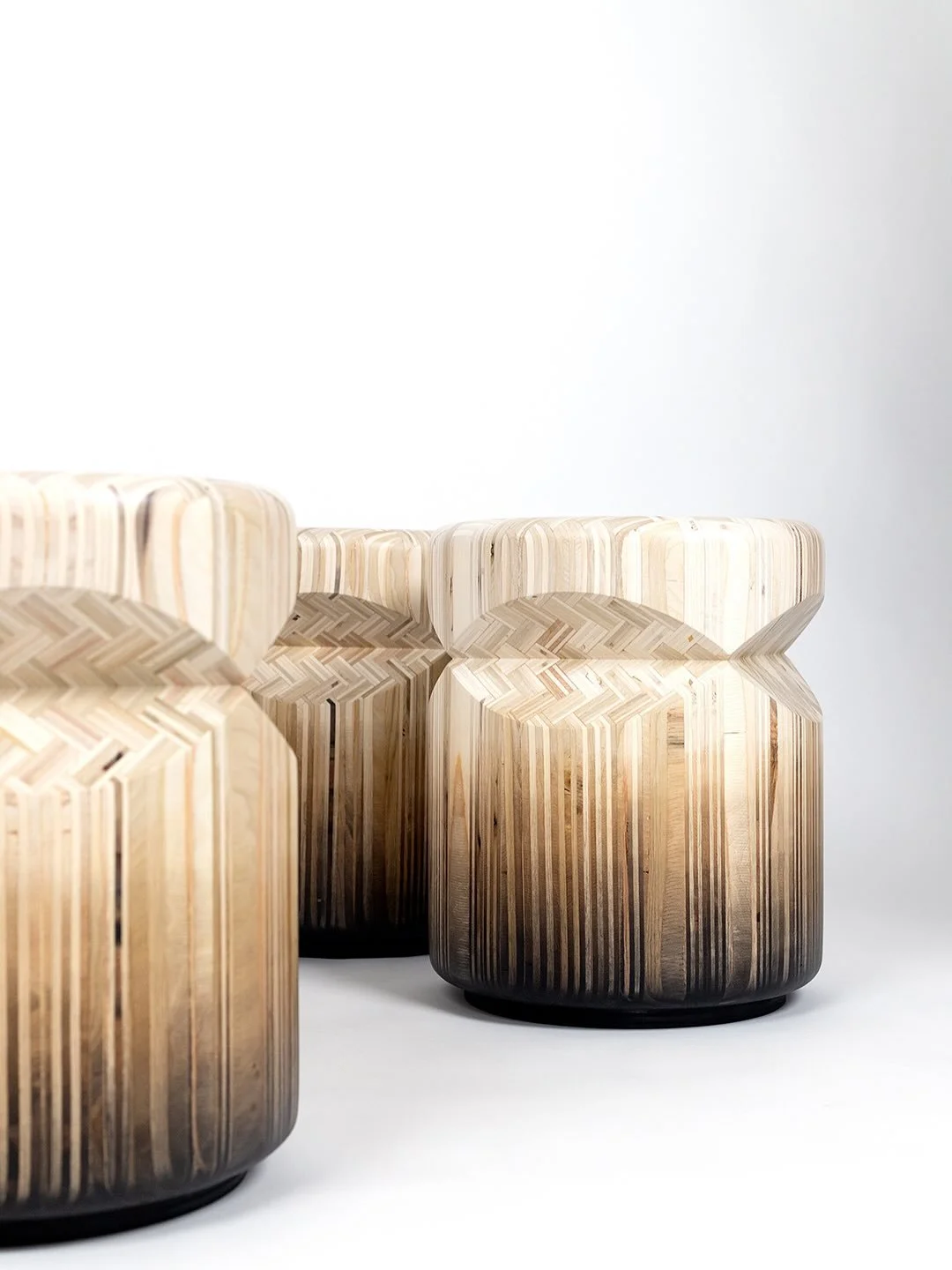 The Nerikomi Notch represents the culmination of years spent refining my Nerikomi Wood technique, a process rooted in repetition, patience, and a commitment to sustainability. By distilling the object into a seemingly simple notched cylinder, I invit