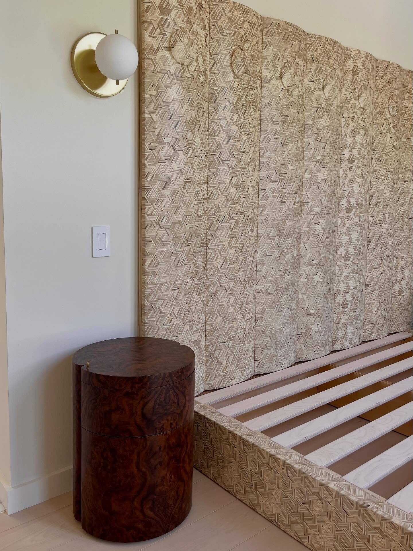 Nerikomi bed and Burl wood nightstands custom designed and made for a @nicolelanteridesign interior. 
 
This whole project is a stunner. More to come ✨