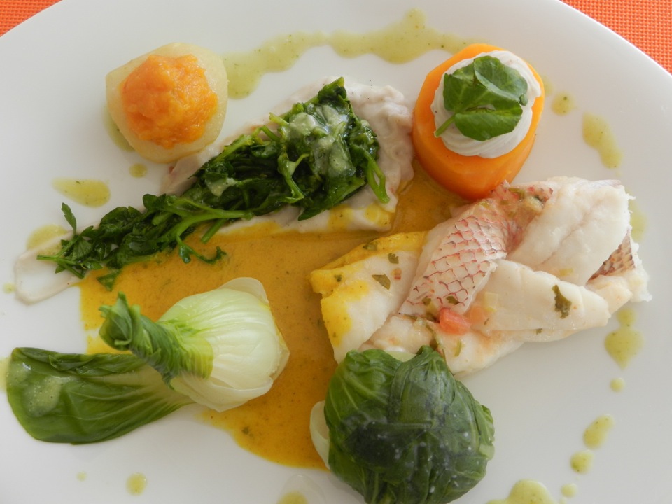 1st Place Entree - Chef Christine Hedeline, Yacht Maitai - Red Snapper "locks like" accompanied with Stuffed Caribbean Vegetables