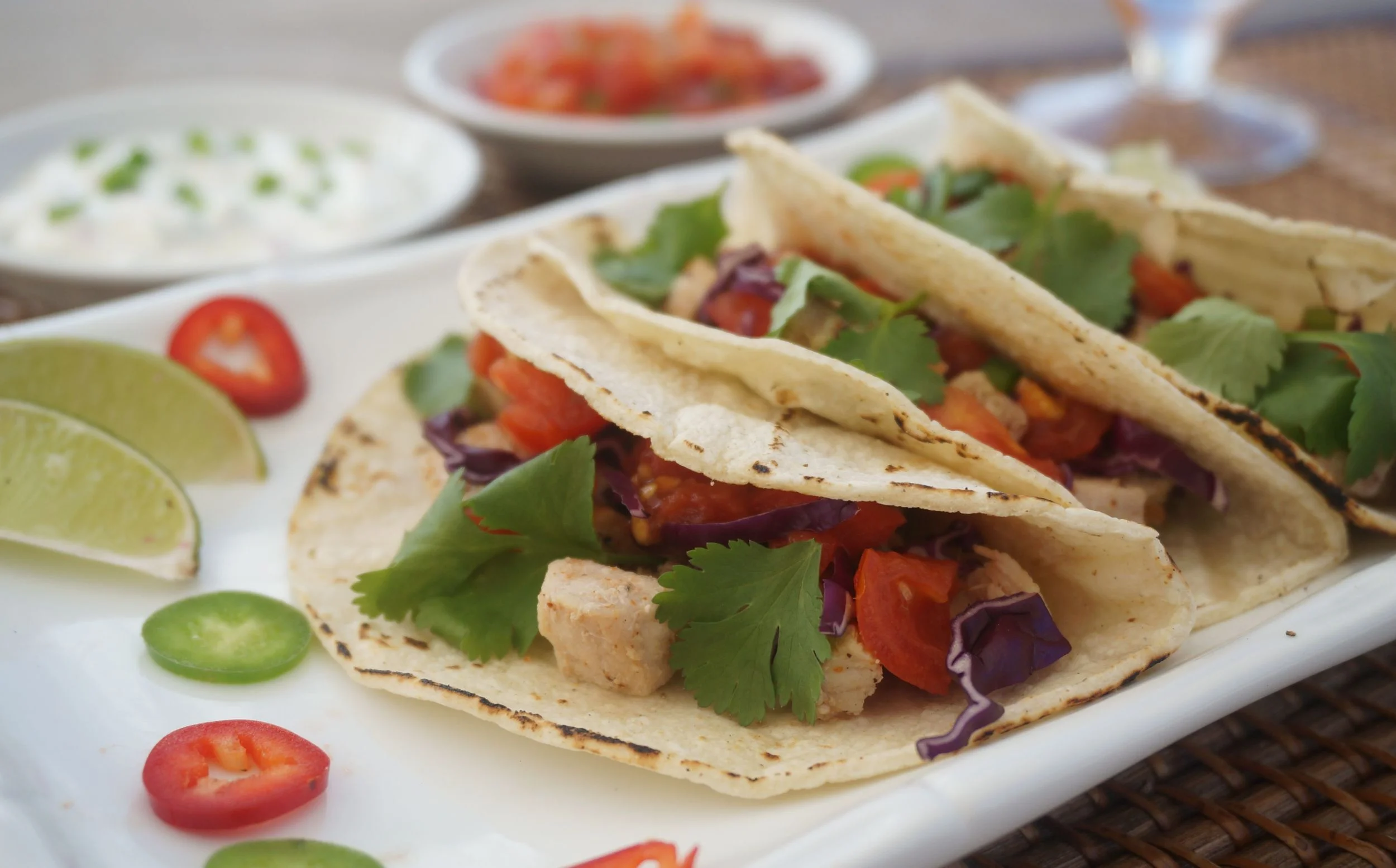 Fish Tacos with Jalapeño Lime Sour Cream Sauce — Flash in the Pan