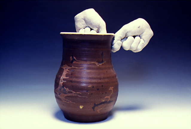 "Throwing Hands" stoneware,cast resin 10"x 8"x 12" (2000)