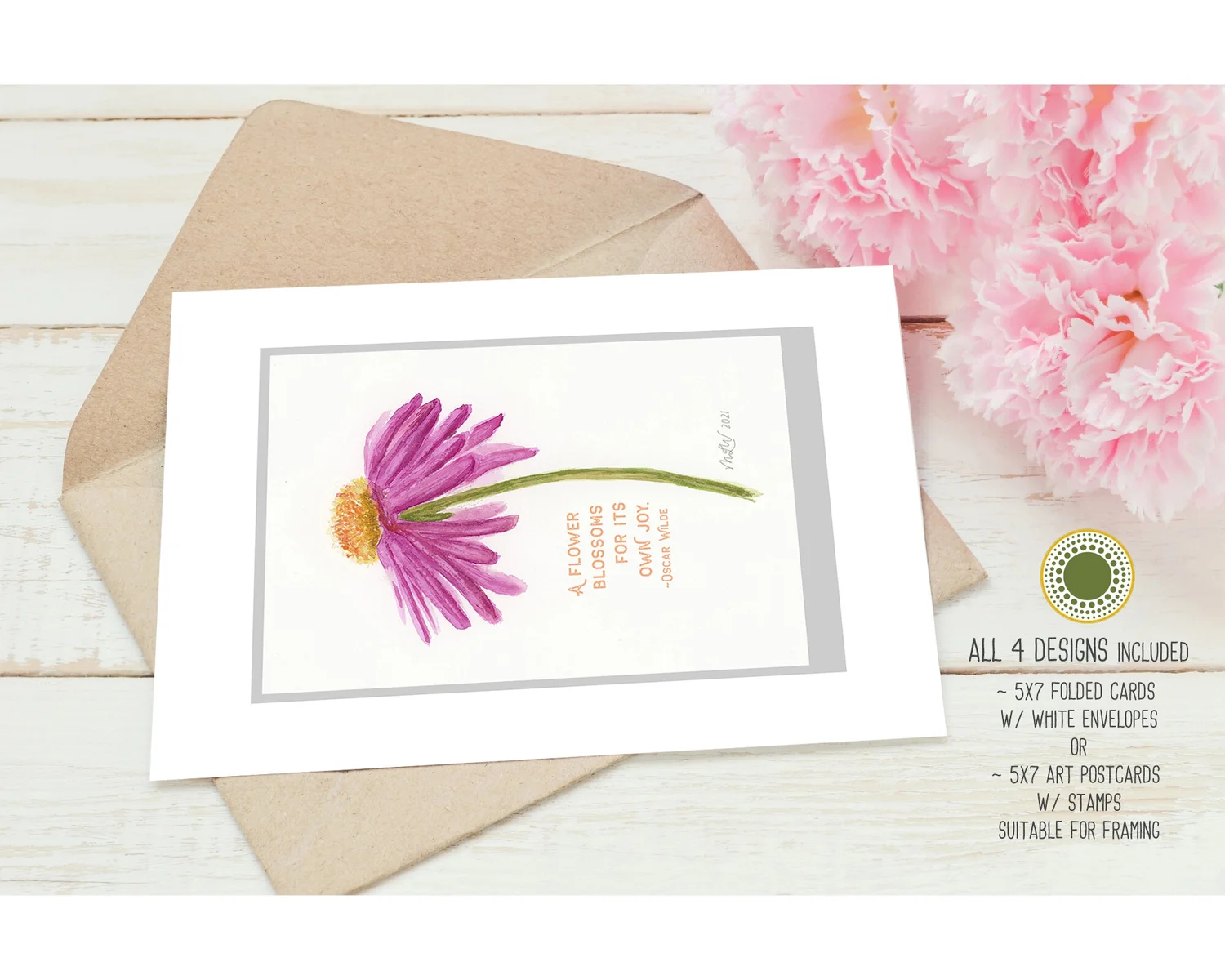Floral Watercolor Card Set of 4 - 5x7 • Folded Cards or Postcards — Circle  of Life Photography and Design