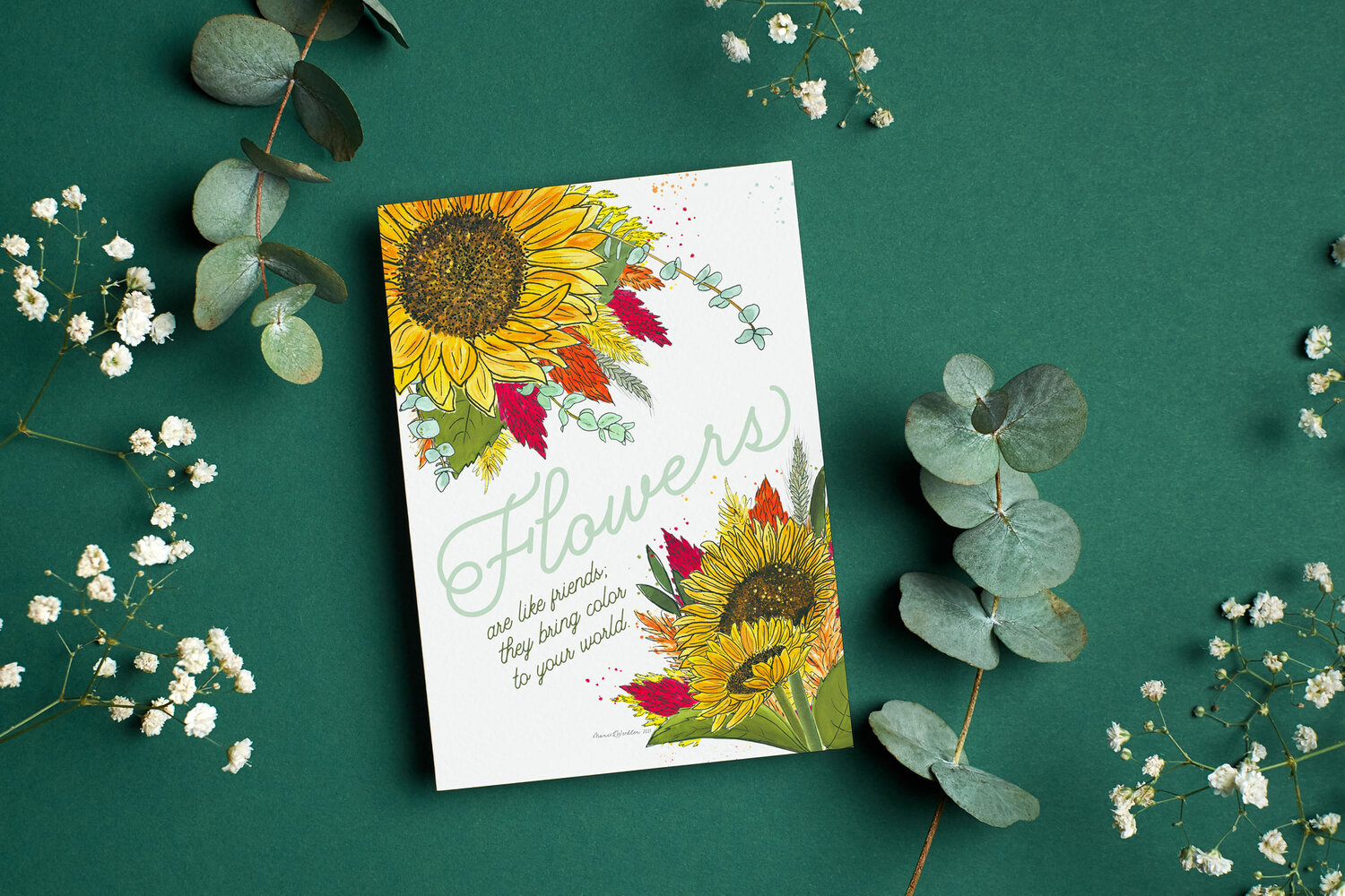 Fall Sunflower Bouquet Series Watercolor Card Set of 4 5x7 Folded Greeting  Cards — Circle of Life Photography and Design