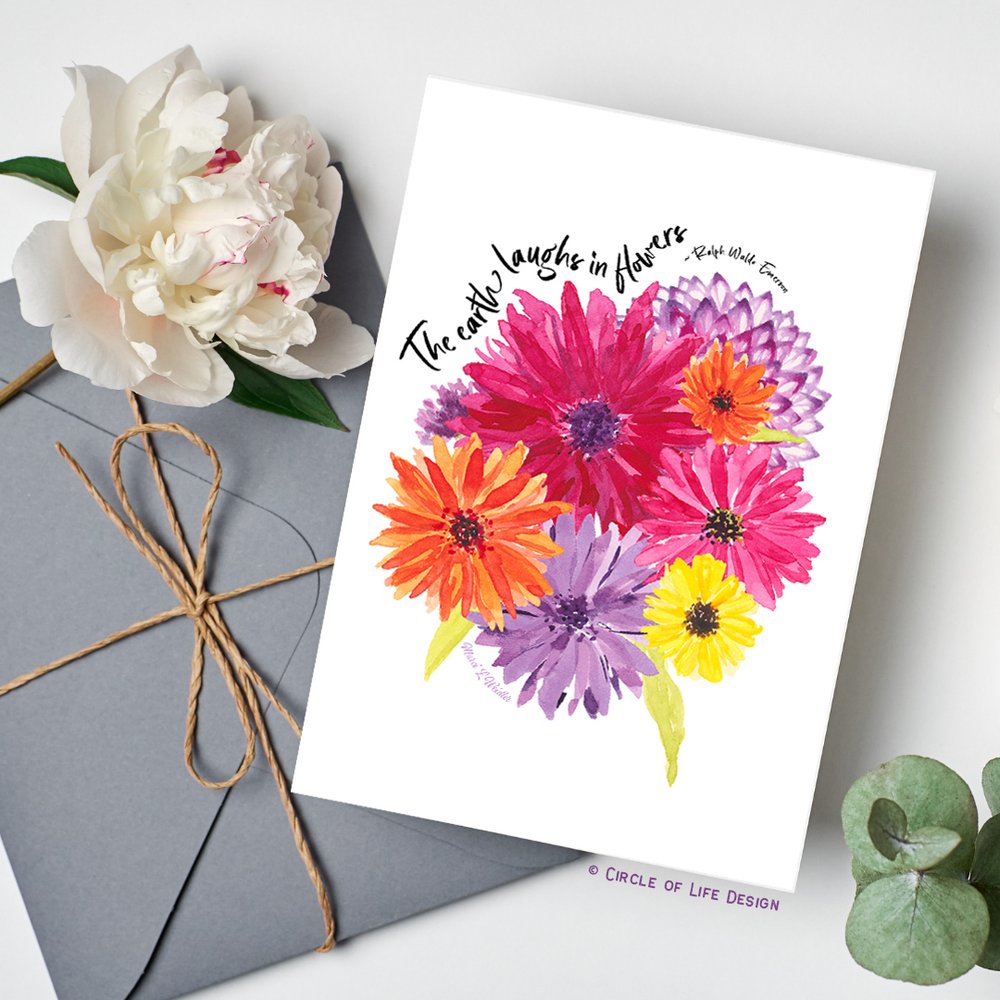 Bright Blooms watercolor flowers - greeting card set perfect for birthday,  anniversary, thanks — Circle of Life Photography and Design