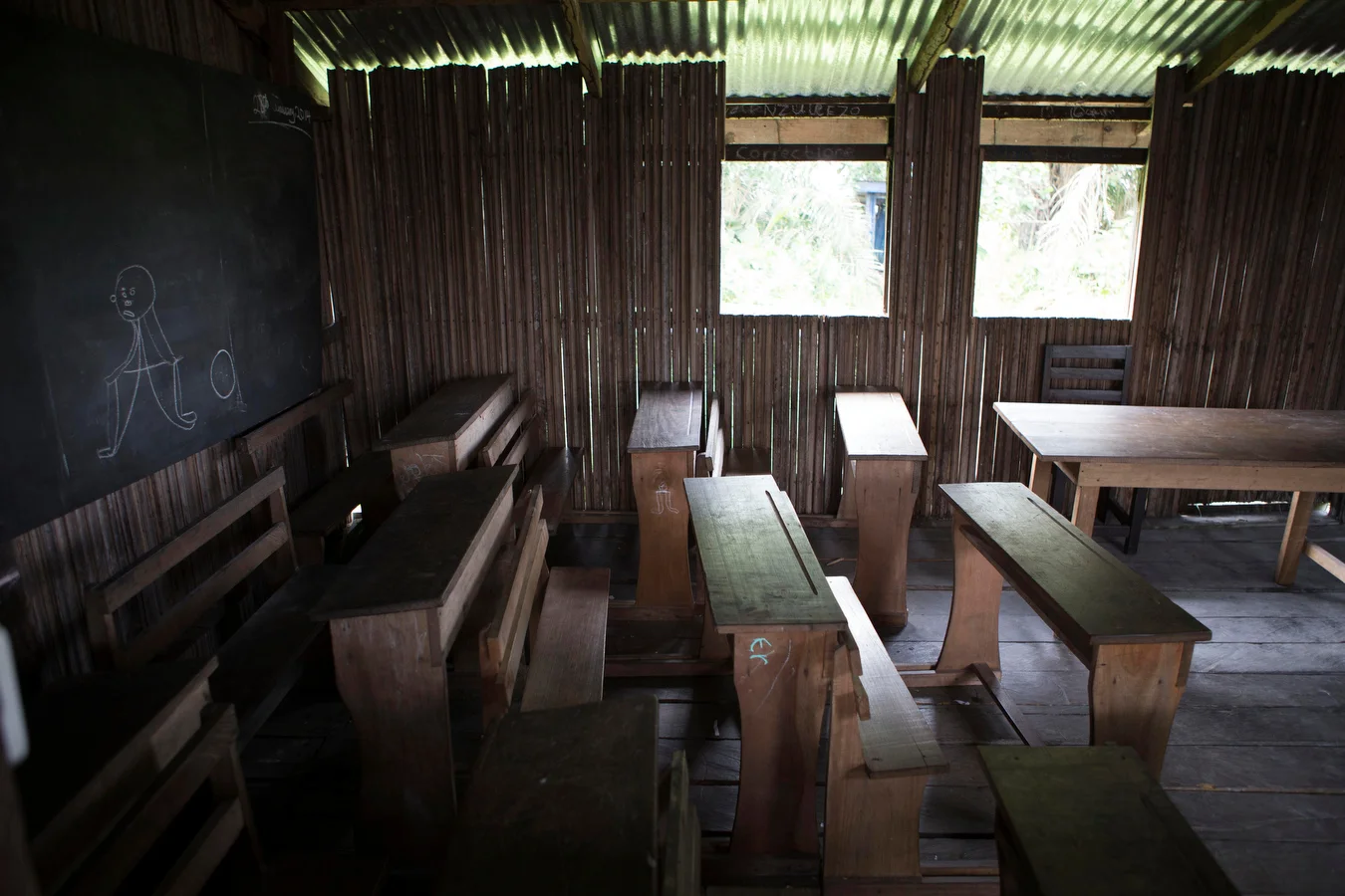 Classrooms look pretty cramped but I suspect in a small village like this the space is adequate. There are about 4-5 classrooms for primary education. They have to paddle into town for Junior High and Senior High School.