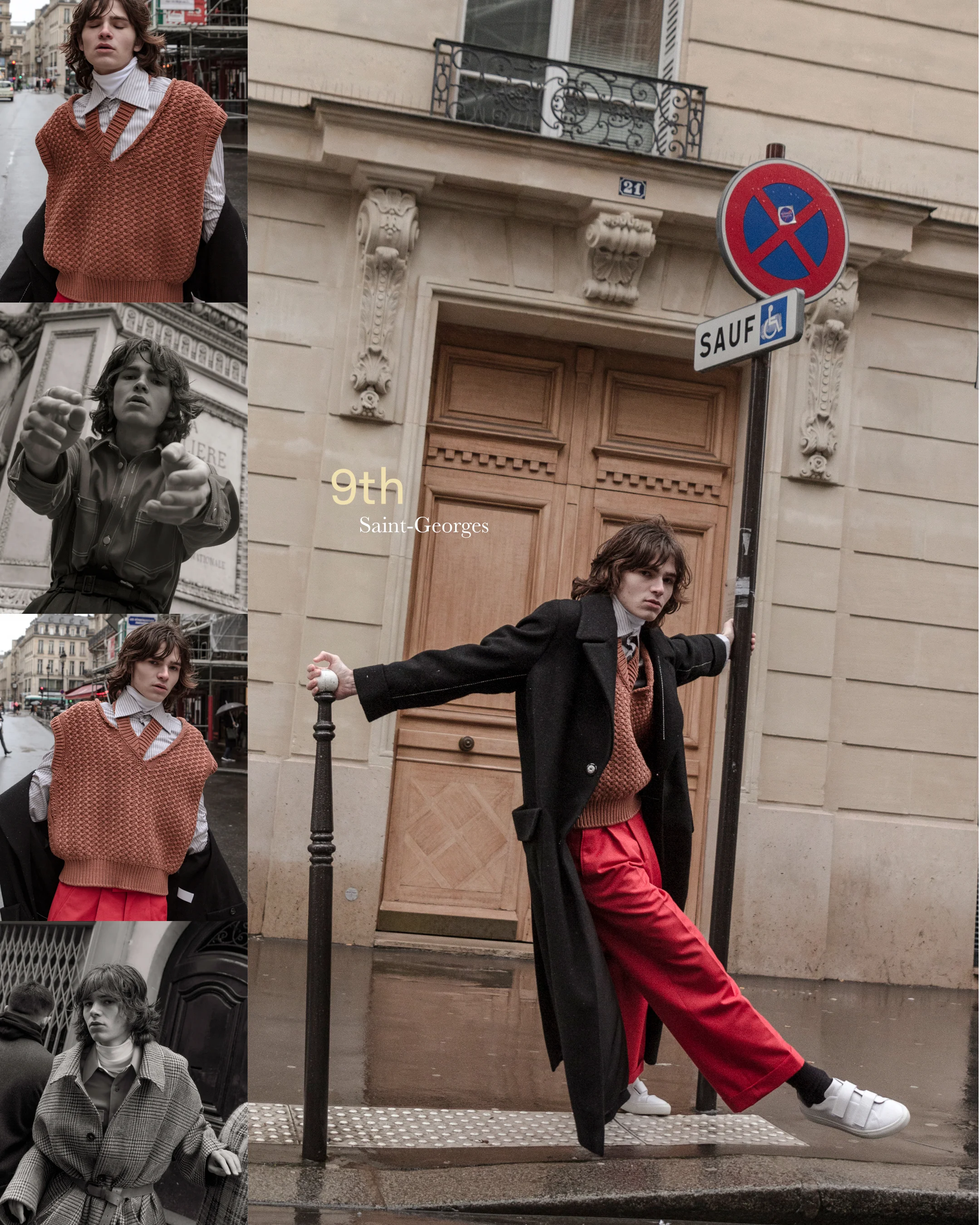 Raf Simons waistcoat and coat, Dries Van Noten pants