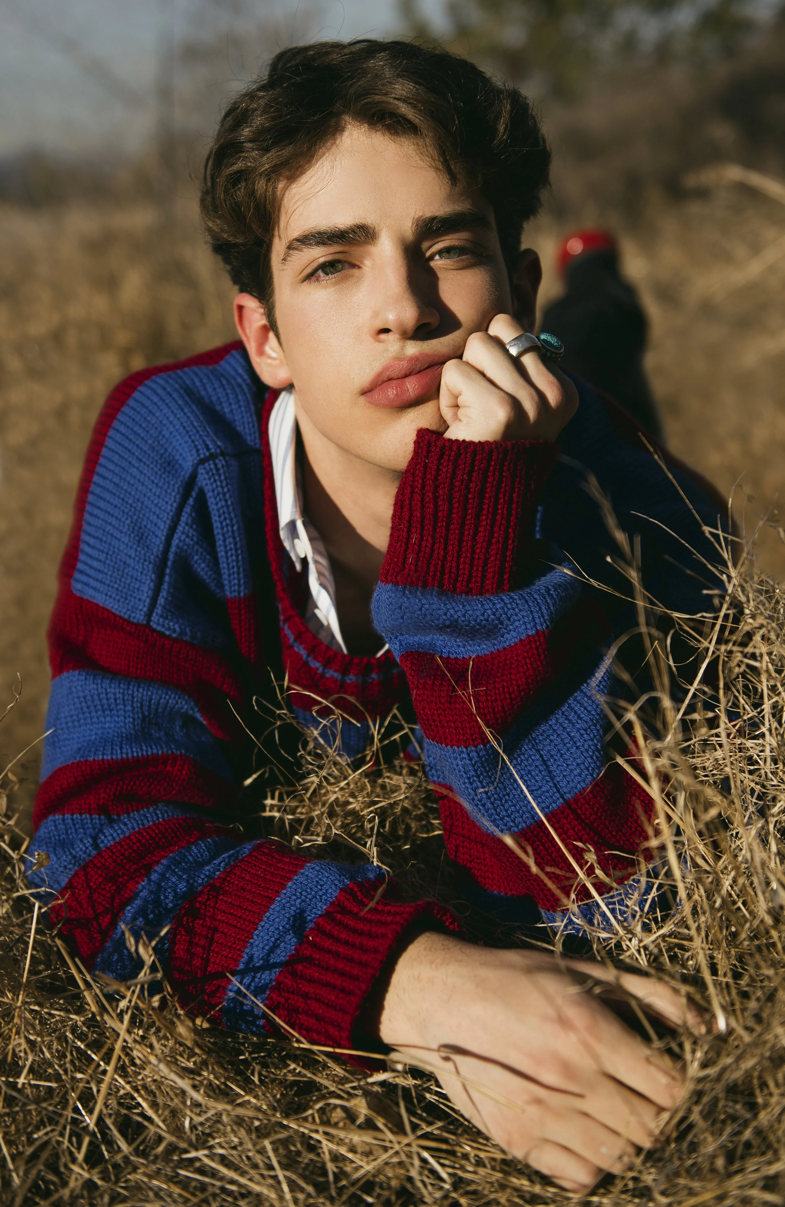 Gucci stripes shirt from Matches Fashion, Raf Simons sweater
