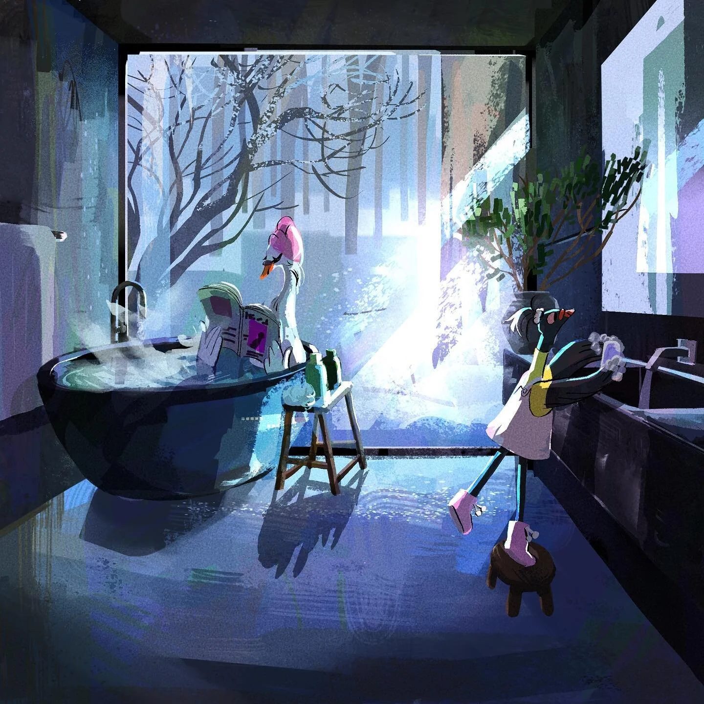 Bathroom scene 01 🛁 

I love to look at stylish bathrooms online and live vicariously through my illustrations of them. 😅
.
.
.
#illustration #art #artistsoninstagram #proceate #aesthetic #color #backgroundpaint #design