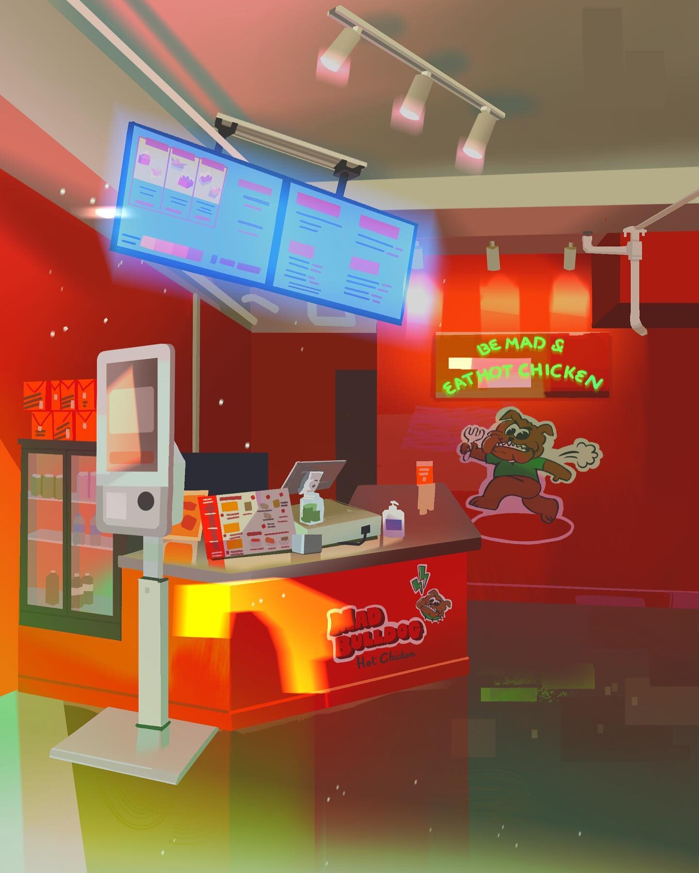 Mad Bulldog photo study 🍔🍗
Tried this chicken place and it was so good!!! Bonus points for amazing package and logo design/ interior design. 
.
.
.
#photostudy #color #procreate #aesthetic #interiordesign #graphicdesign #backgroundart #madbulldogho