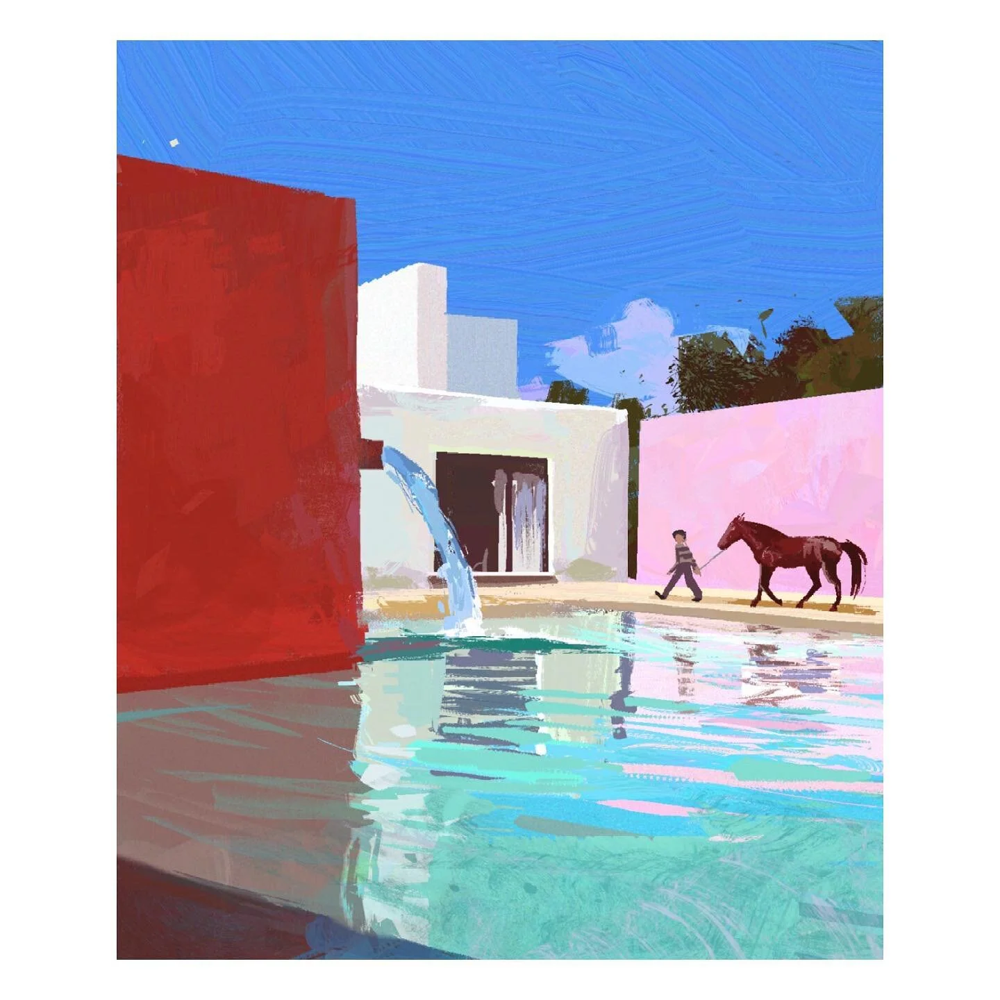 Photo study sketch of Cuandra San Crist&oacute;bal 

I love the colors of this estate so much I had to paint if. It&rsquo;s interesting how this architecture can be both contemporary while celebrating the traditionally colorful pallet of Mexican cult