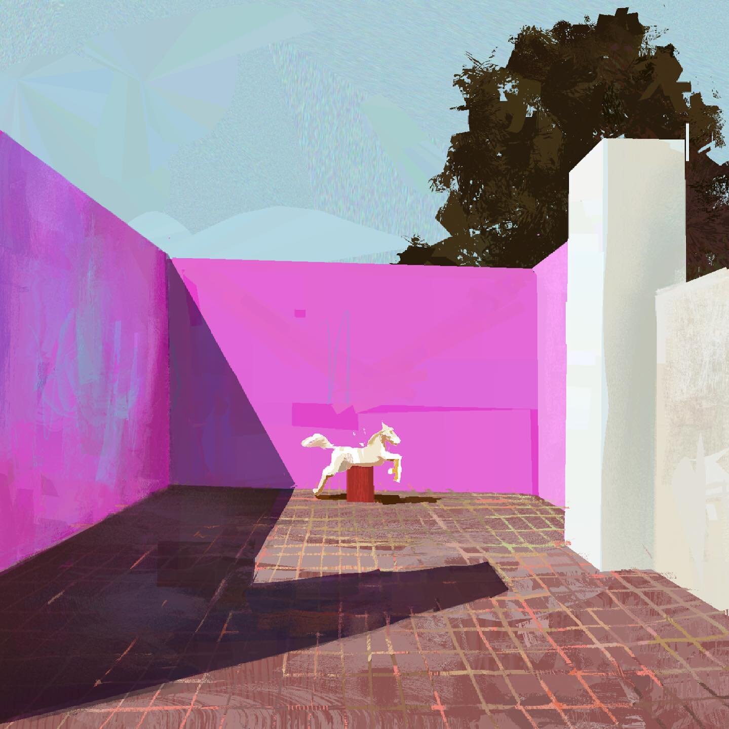 Luis Barrag&aacute;n photo study 02 🐎 

Loved looking at his architecture so much so I guess it&rsquo;s gonna be a series now 🤍
.
.
.

 #digitalpainting #backgrounddesign #landscapepainting #photostudy #artistsoninstagram #instaart #heavypaint #hea