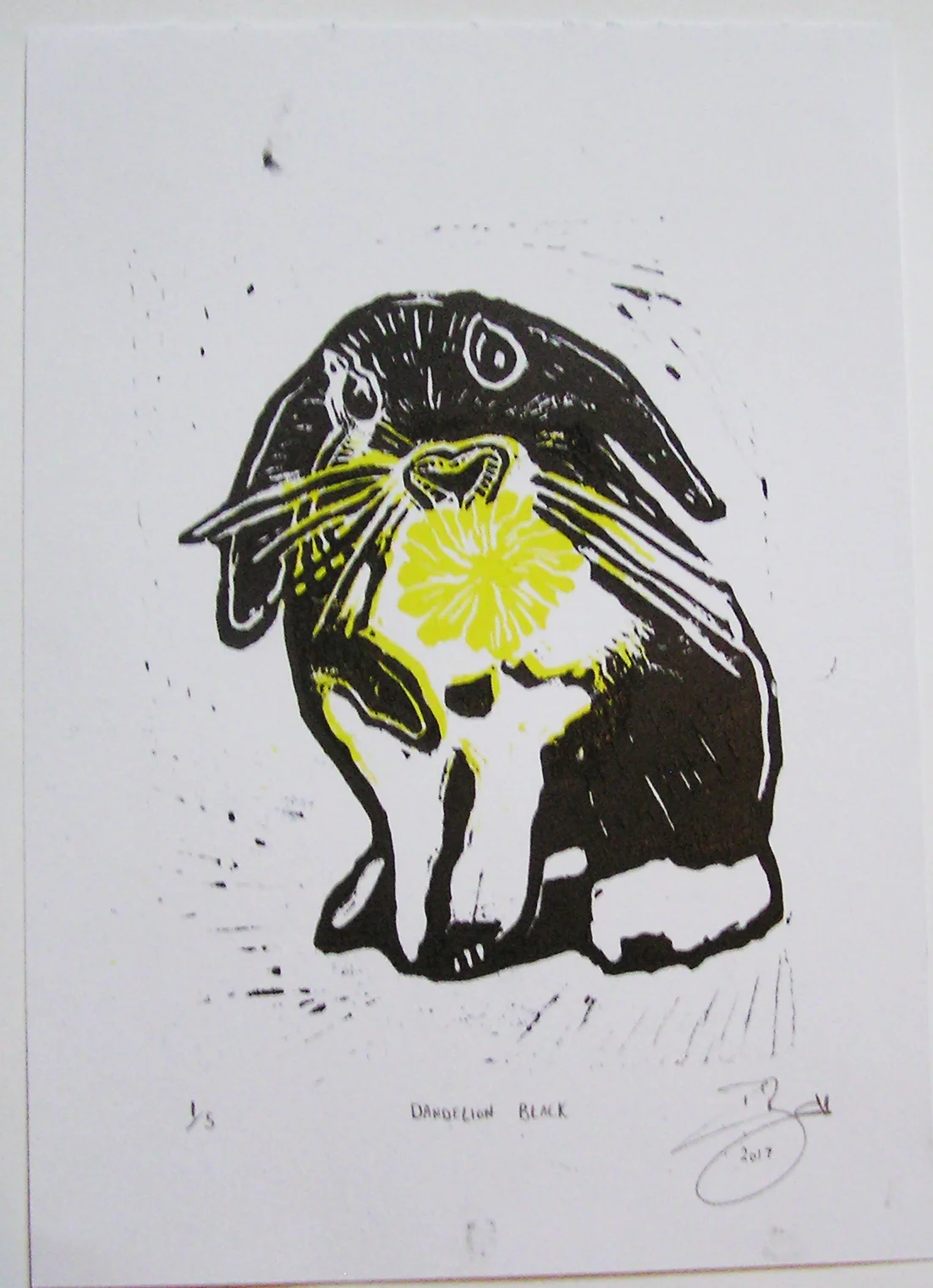 Dandelion Black Ian Barrett Linocut