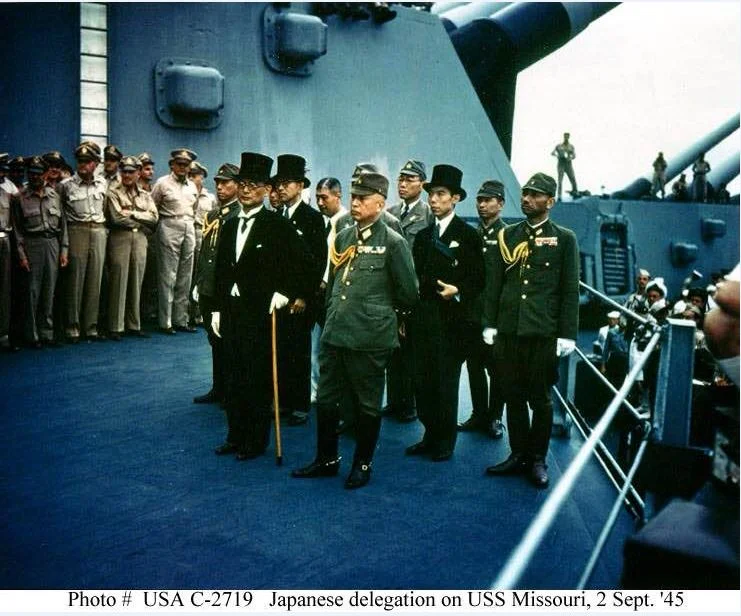 Japanese delegation on USS Missouri.JPG