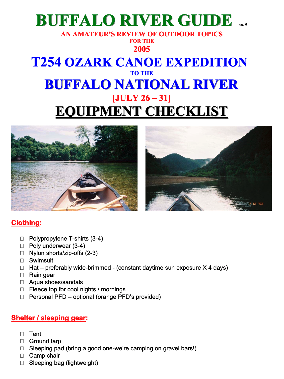   See:  full    Buffalo River Guide  no. 5   