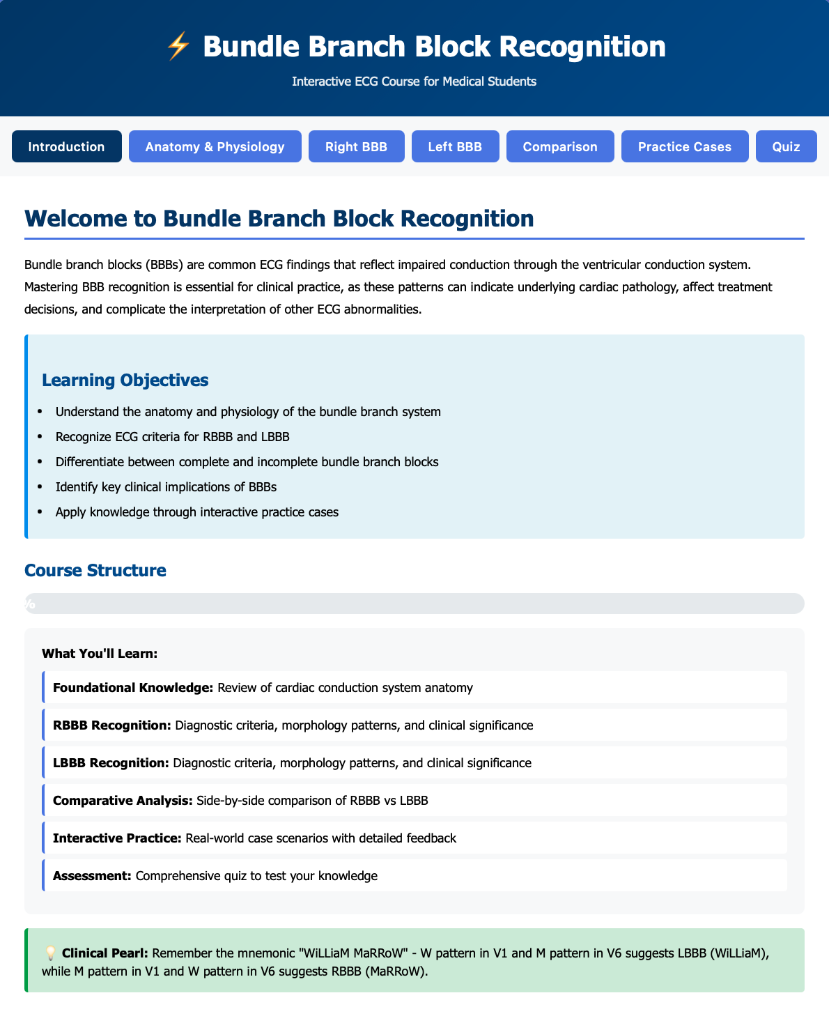    →   Interactive ECG Bundle Branch Block Recognition course created by  Anthropic Claude  AI on 2/13/26   