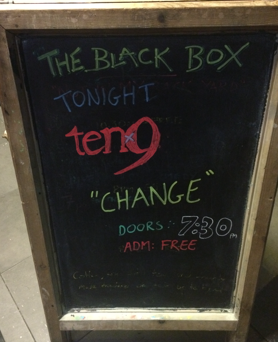 Those clever folks at the Black Box did a fancy rendition of our logo in chalk. Beautiful AND talented.