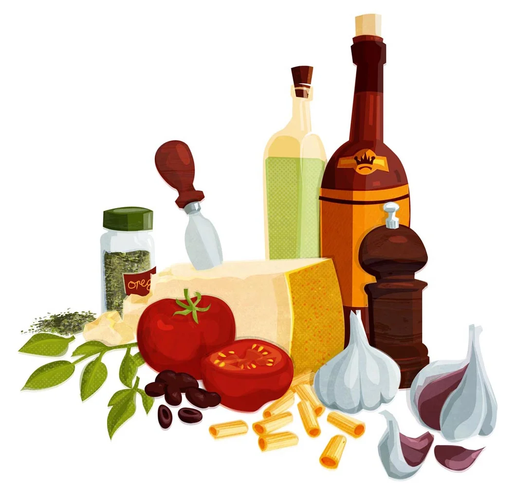 I’ve been working on creating lots of stock pictures recently and here’s an Italian food illustration that’ll soon be available as a stock image.