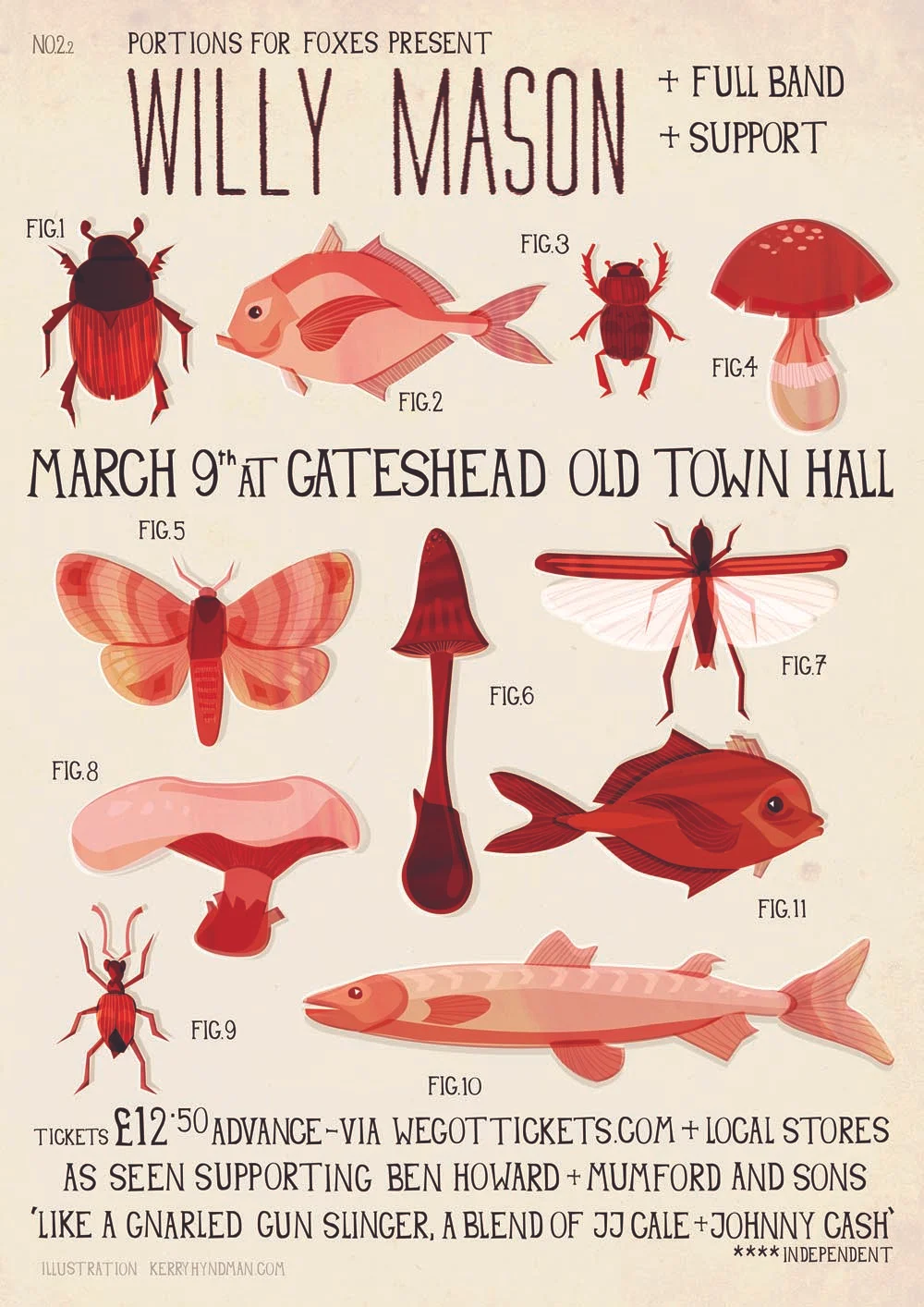 Here’s my new gig poster for Willy Mason gig at Gateshead old town hall you can buy tickets HERE