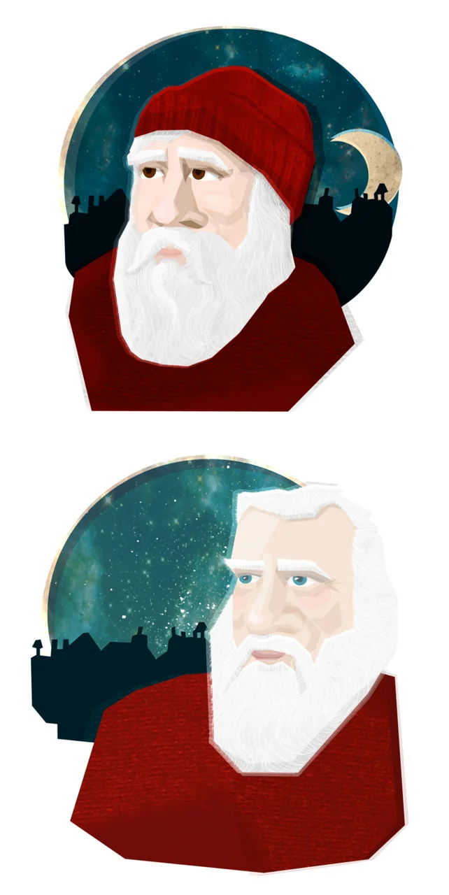 I’ve been working on some christmas card images and thought I’d try and do an off duty/deep in though Father Christmas portrait. Because he’s probably a bit worried about all the work that needs doing before christmas. I was going …