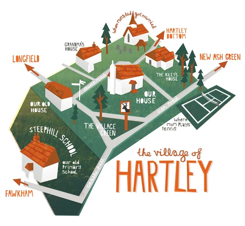 I’ve been meaning to add some maps to my portfolio for a while now, so thought I’d start with one of the village where I grew up. I’ve also included some images of my process.
I started with a very simple sketch that I drew on the…