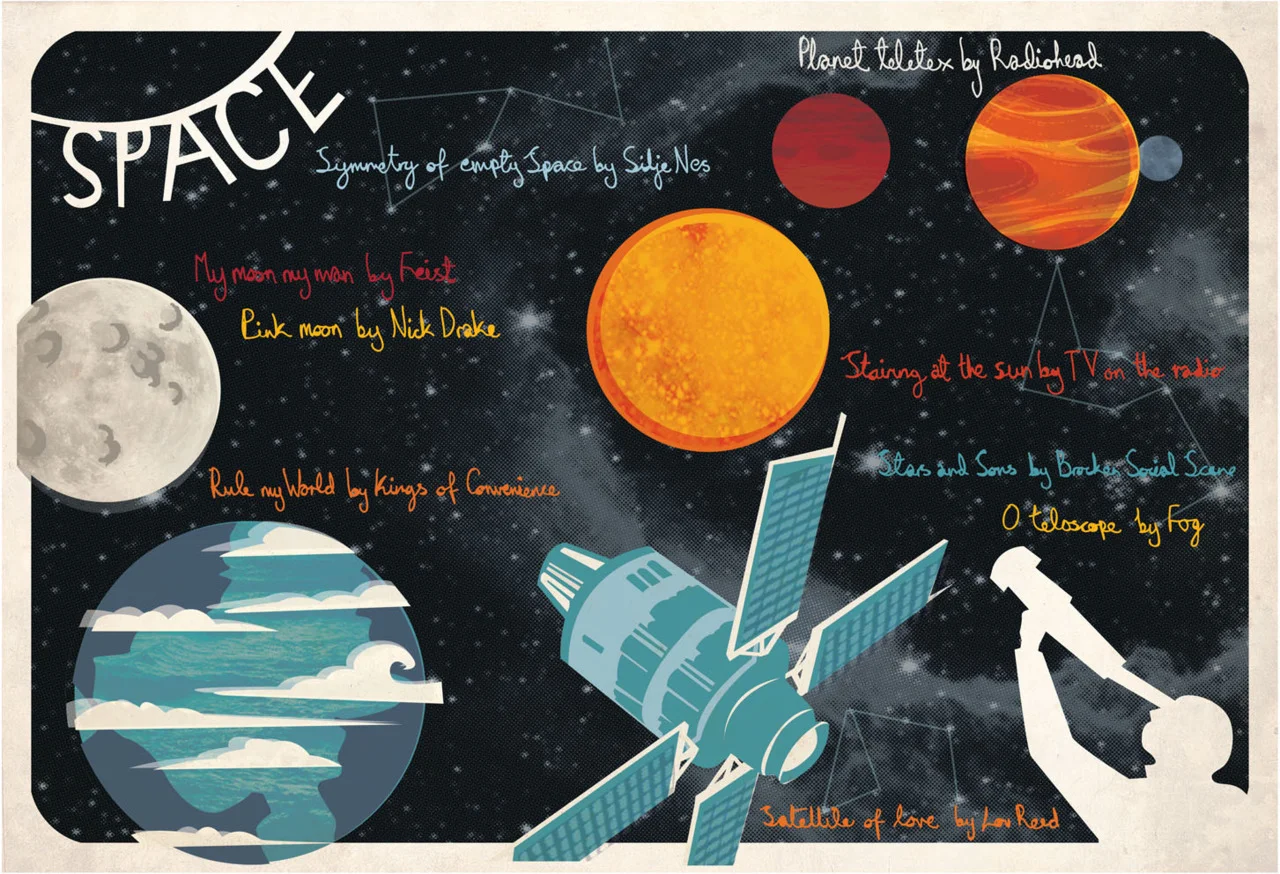 This is a new illustration i’ve been working on for my MIXTAPE PROJECT CD. Its based on the theme of Space, I haven’t finalised the track listings yet as I’m still rummaging through my music collection for apporiate tracks.