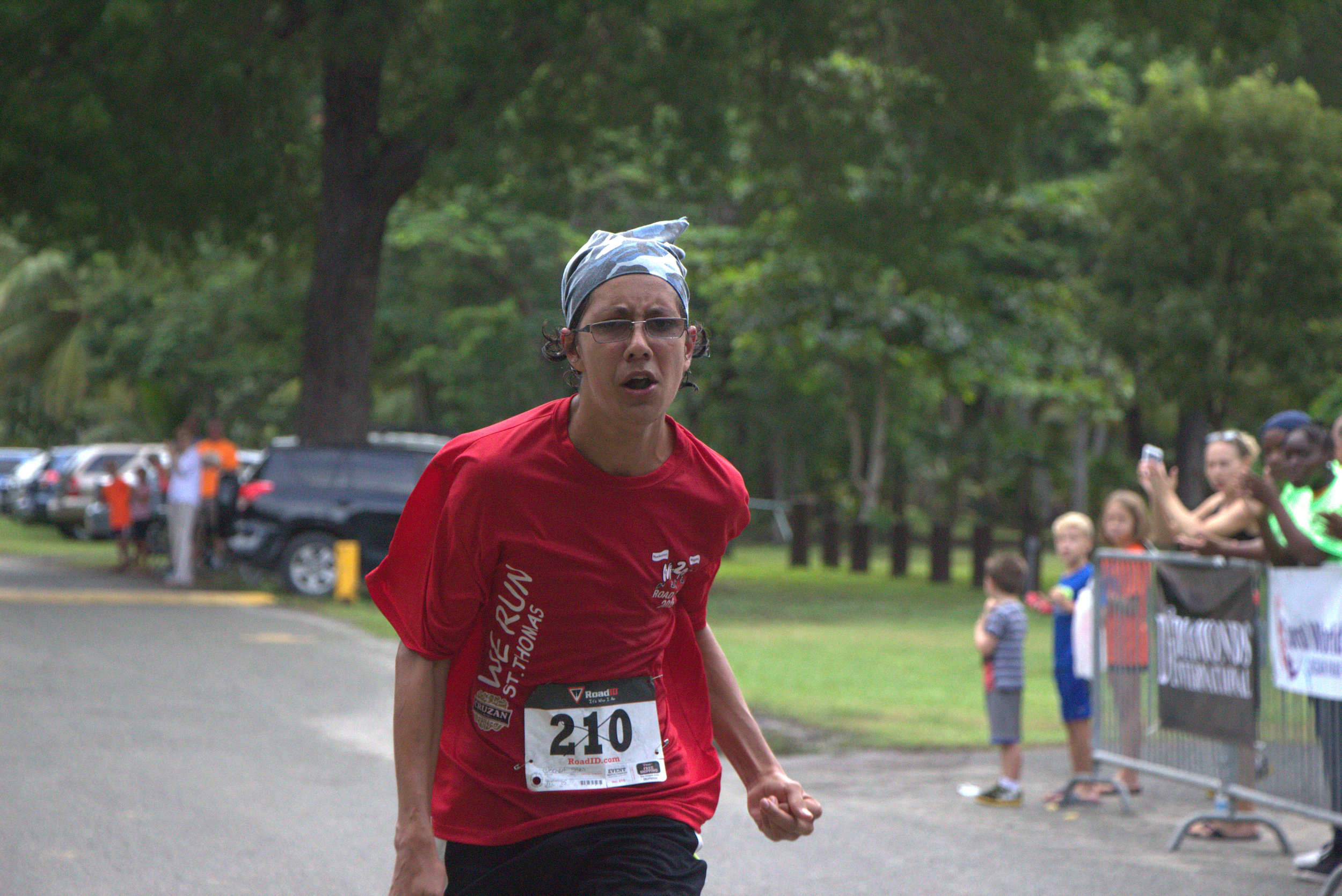 PGIA 10th Grader Silas Wisehart about to cross the finish line at M2M