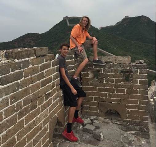 Jako and Richie at the top of their Great Wall hike.